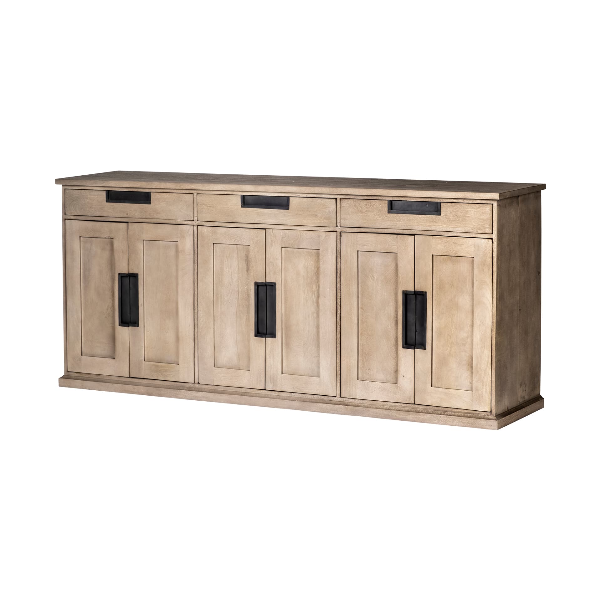 Braxton III 81.5x18.5 Natural Brown Solid Wood 3 Drawer 6 Door Sideboard — product photograph