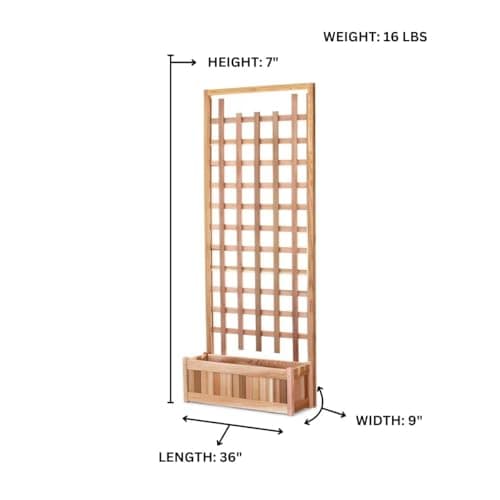 Cedar Planter Box with Trellis Privacy Screen Set PL30-T — product photograph