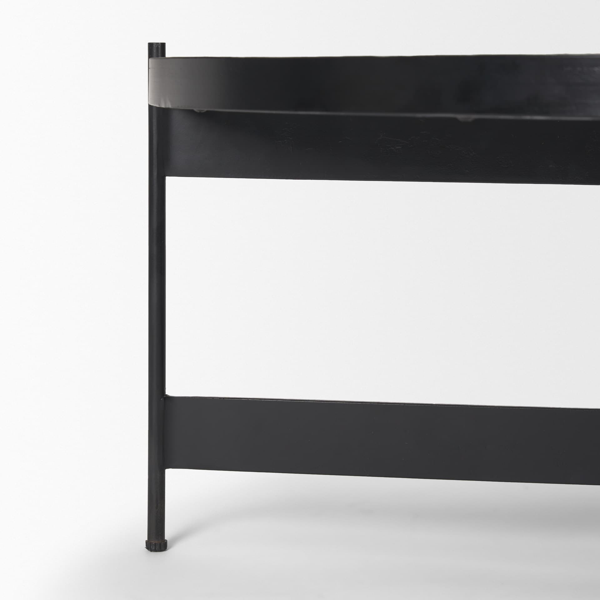 Wade Travertine Marble w/ Matte Black Metal Coffee Tables — product photograph