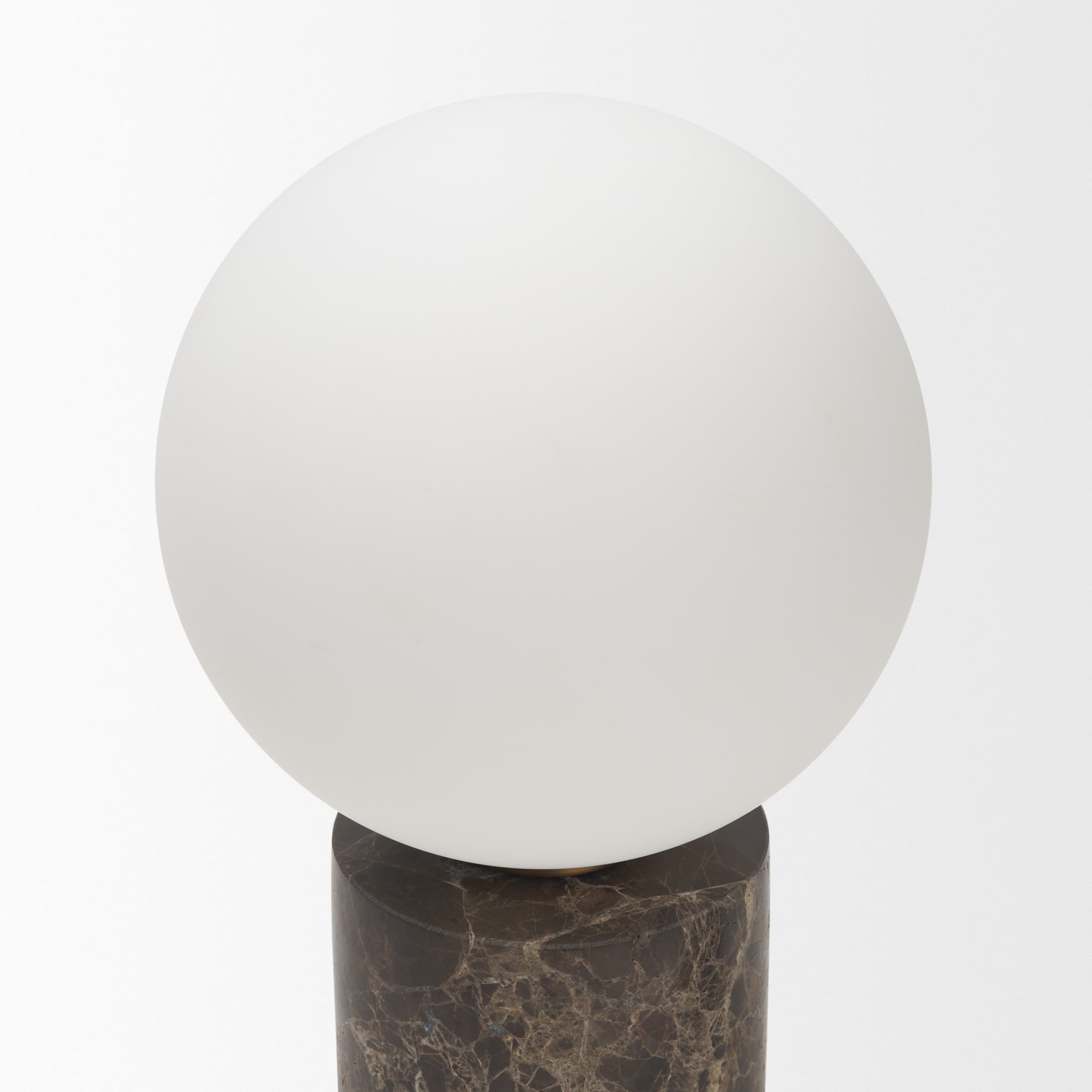 Caldo Brown Marble Base w/ Frosted Glass Globe Table Lamp — product photograph