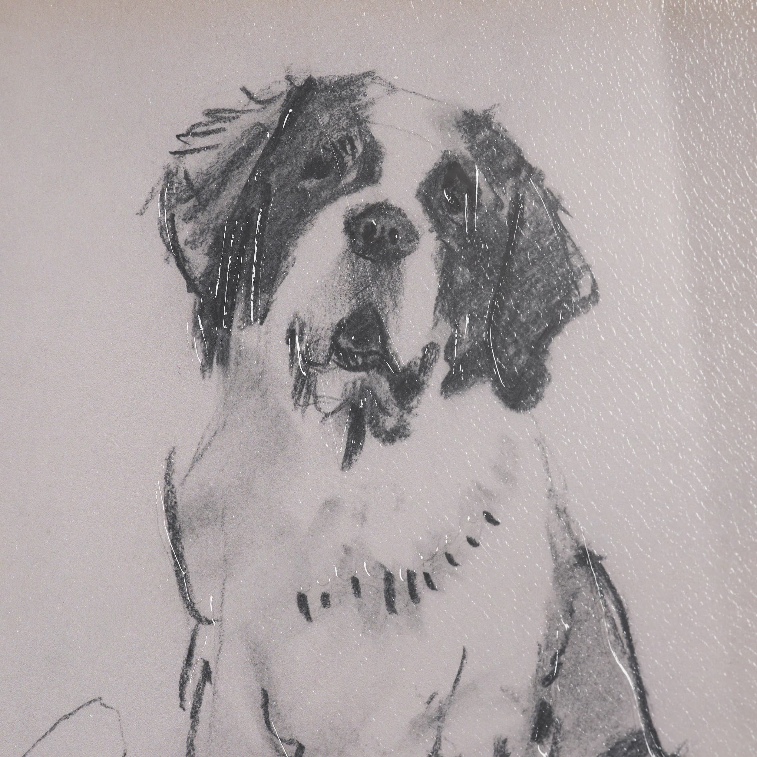 St. Bernard by Mercana Studio Hand-Embellished Framed Artwork Matted under Glass — product photograph