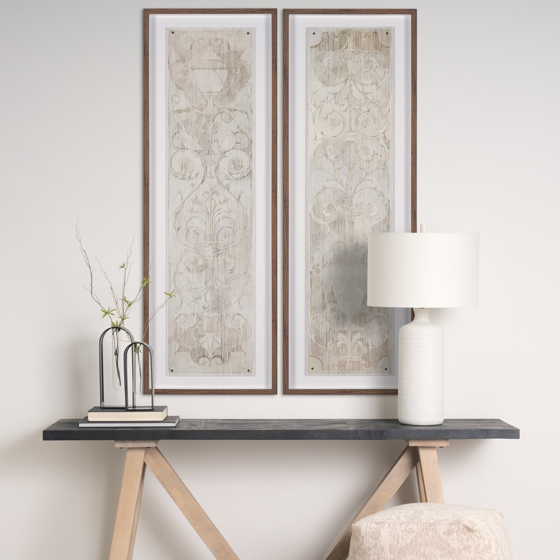 Panel Etching II by Mercana Studio a Hand Embellished Framed Art Print under Glass — in a styled room