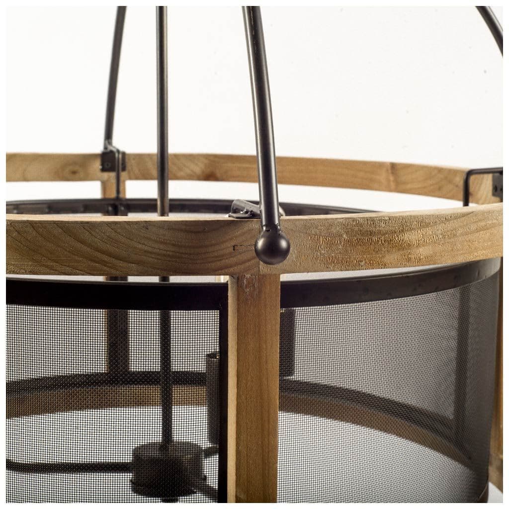 Penhill (25"x24") Black and Wooden Three Bulb Chandelier — product photograph