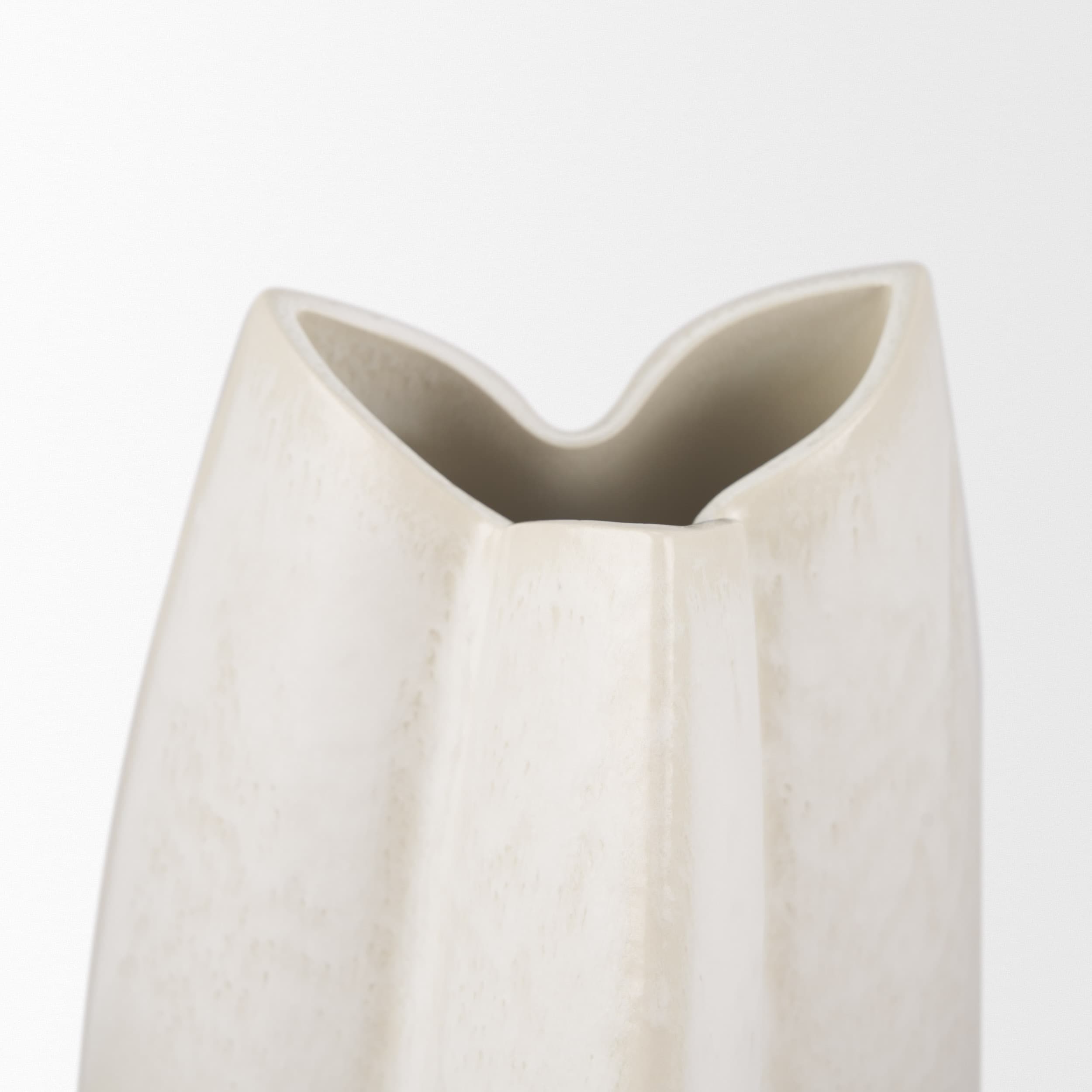 Vania Small Off White w/ Tan Textured Ceramic Vase — product photograph