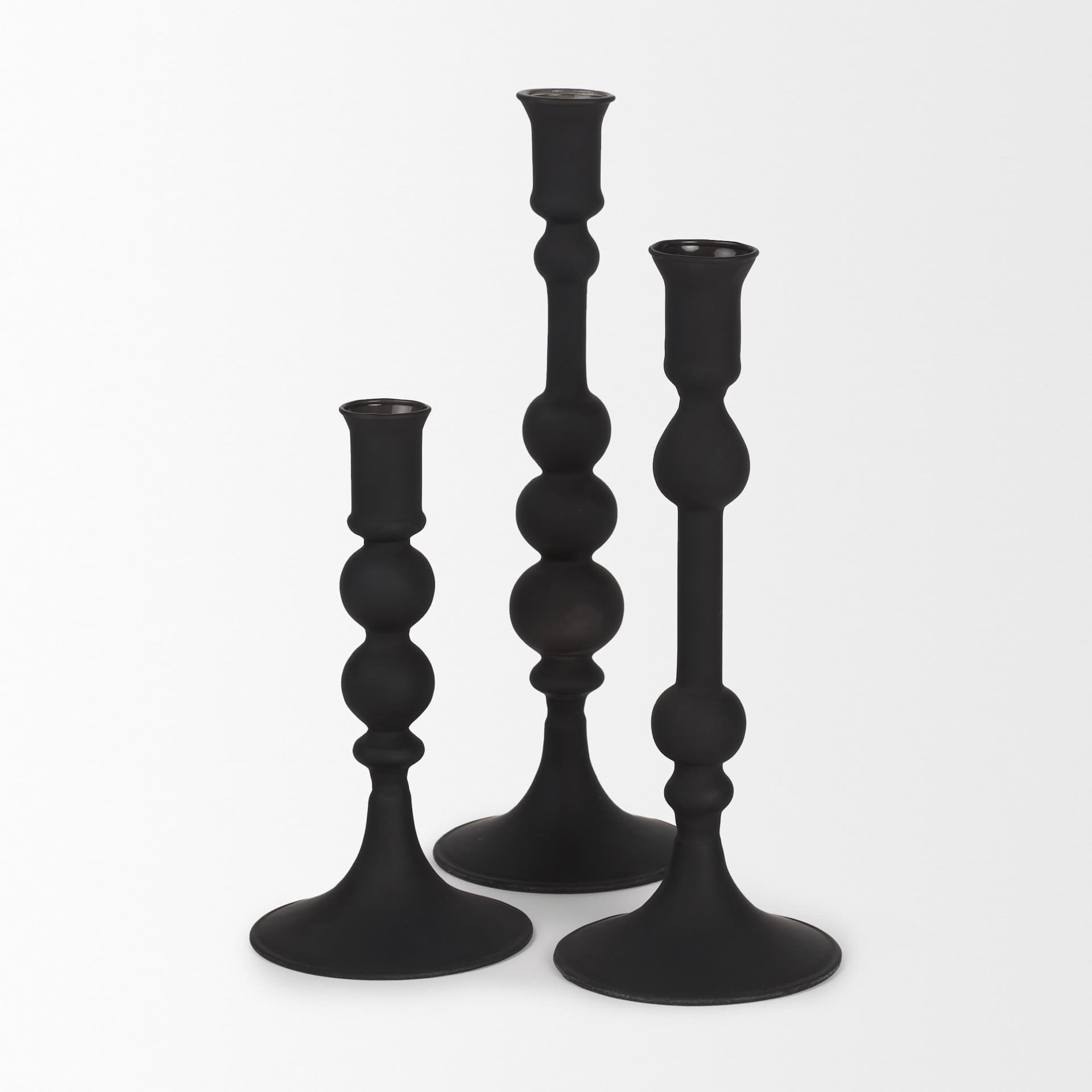 Haute Large Matte Black Blown Glass Candlestick — product photograph