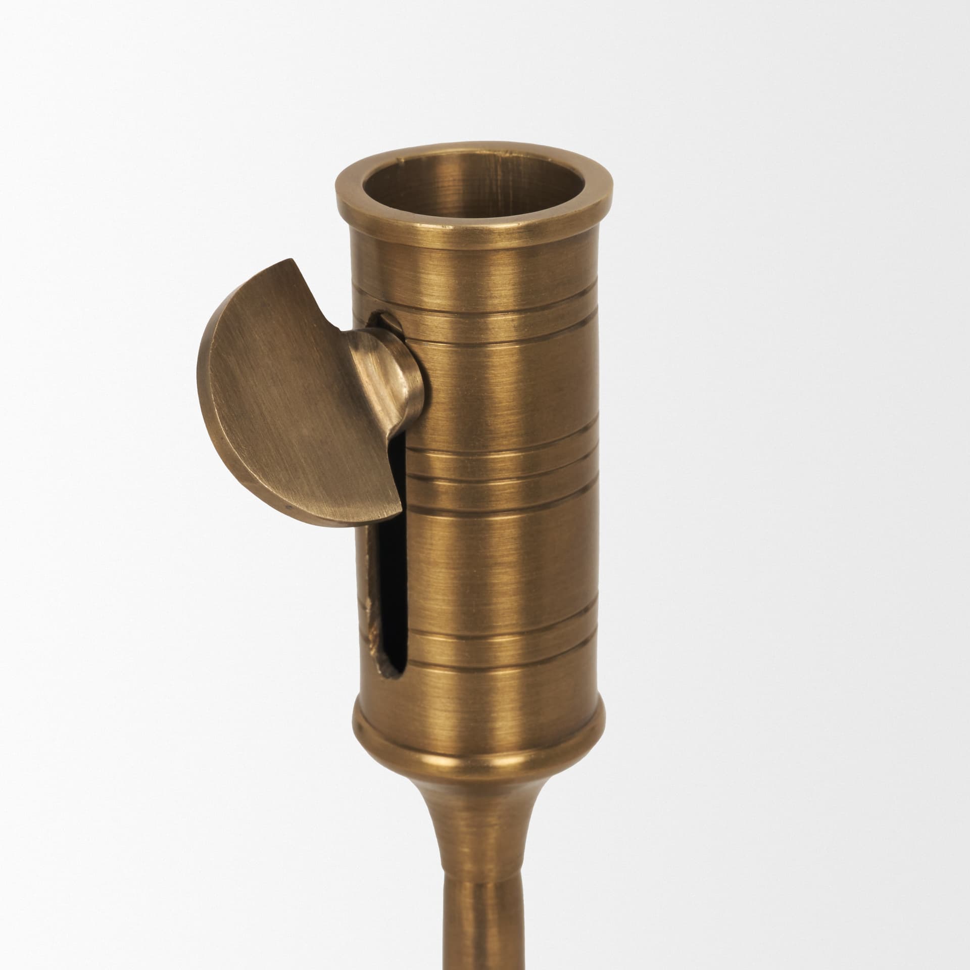 Chantria Large Solid Natural Brass Adjustable Taper Candle Holder — product photograph