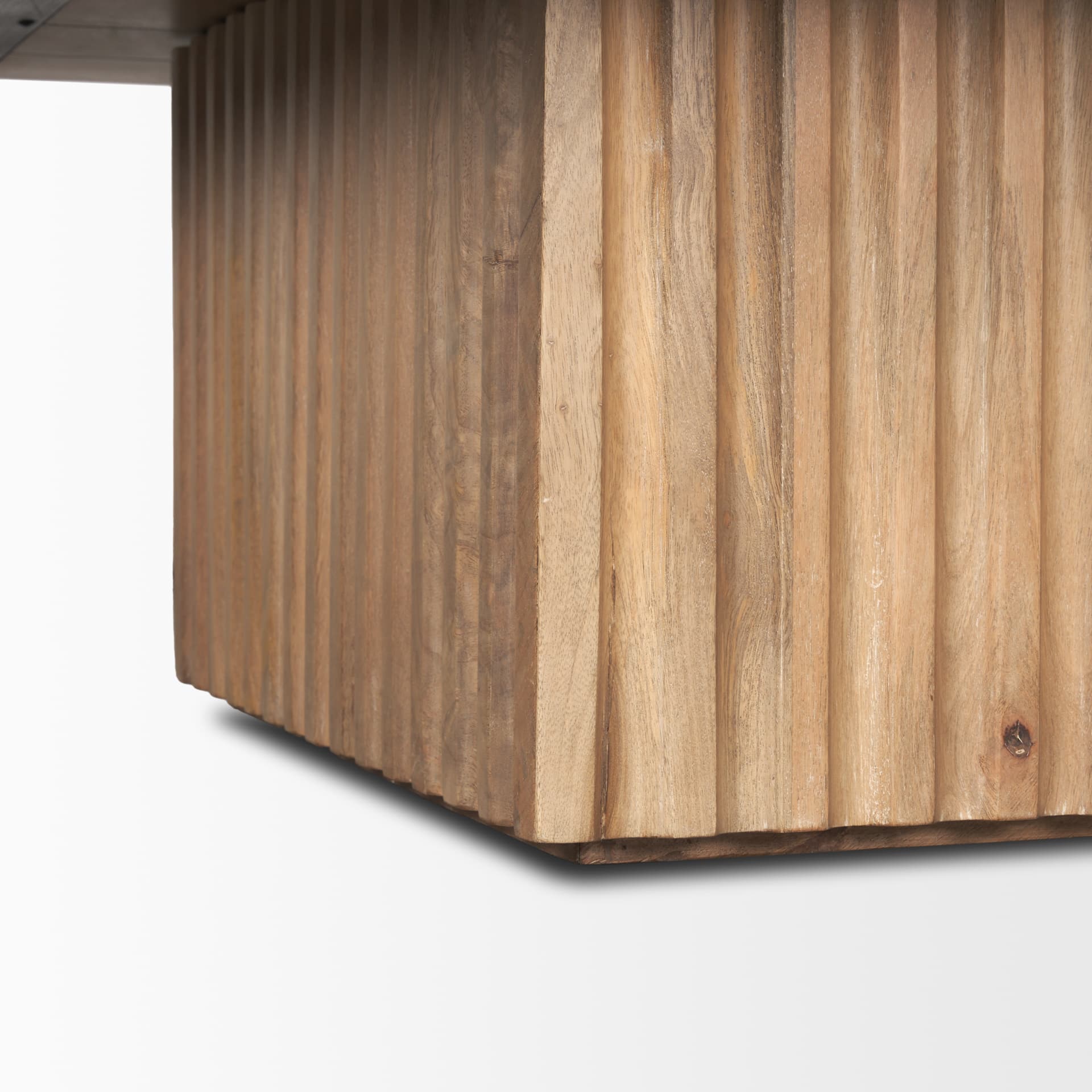 June Light Brown Wood w/ Fluting Square Coffee Table — product photograph