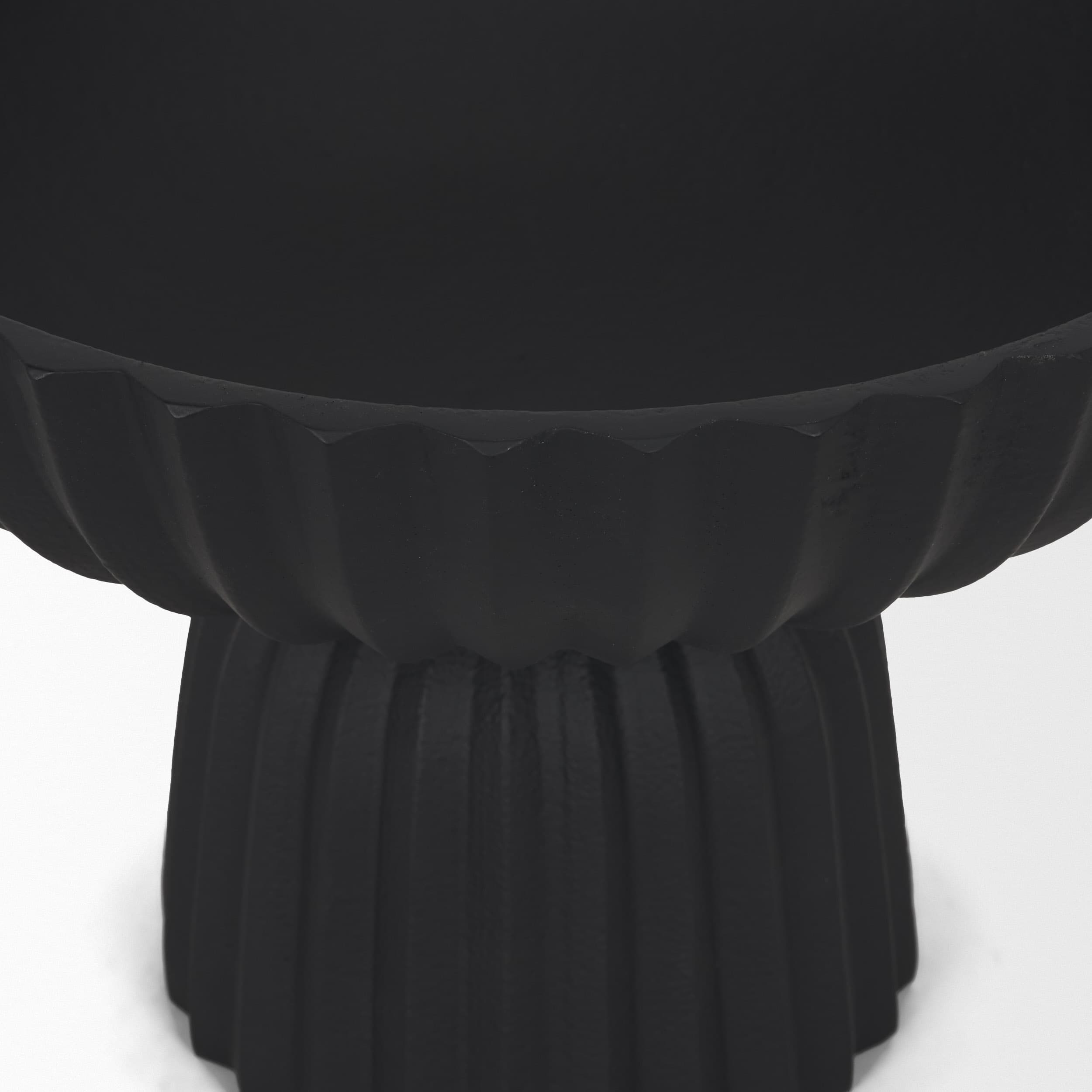Ciaran Smooth Fluted Matte Black Metal Decorative Bowl — product photograph