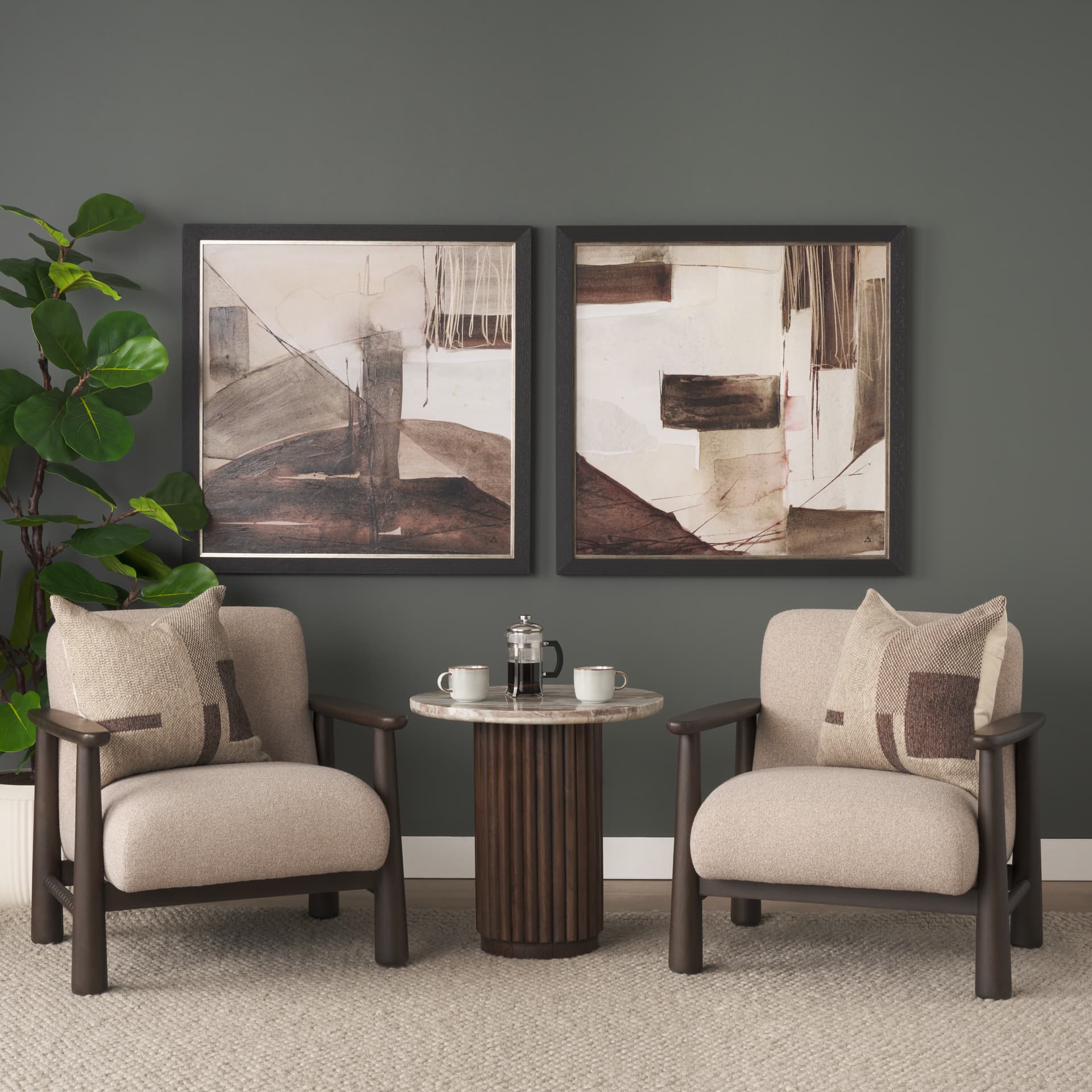 Quiet Constructs I by Mercana Studio Hand Embelished Textured Framed Artwork Matted — in a styled room