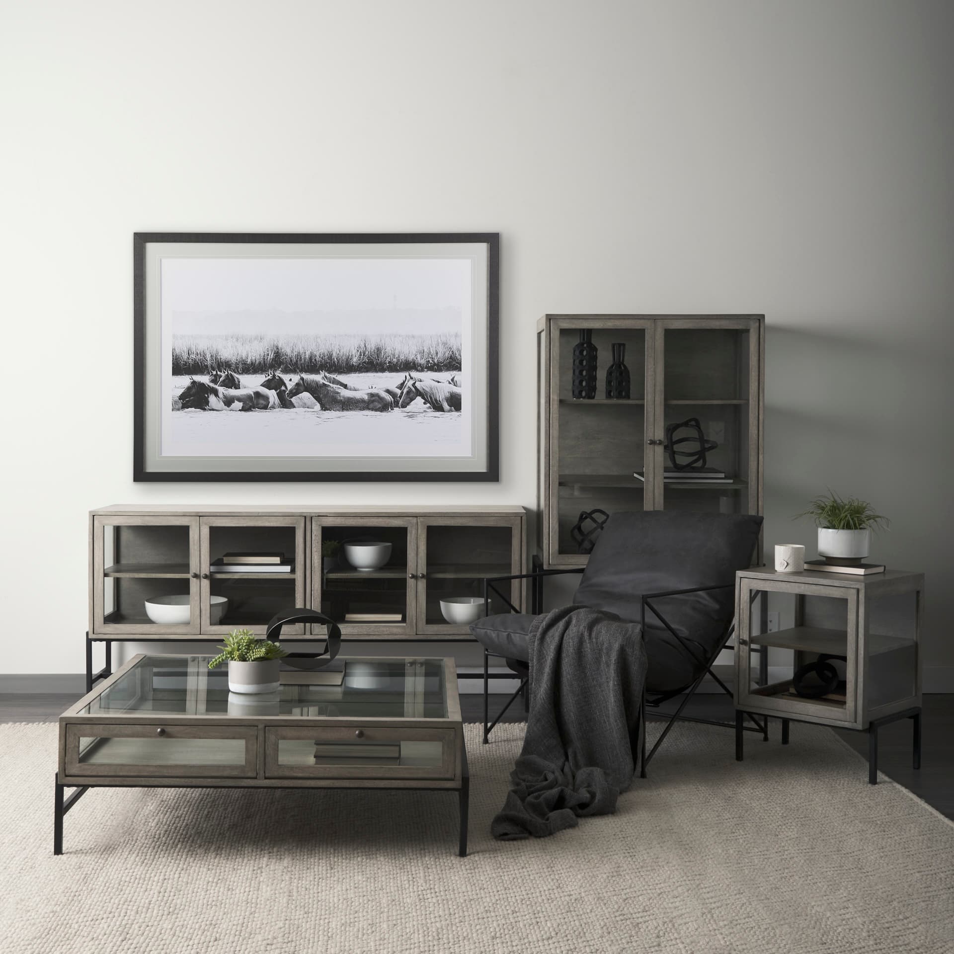 Water Horses III by PHBurchett a Framed Photo Art Print Matted under Glass — in a styled room
