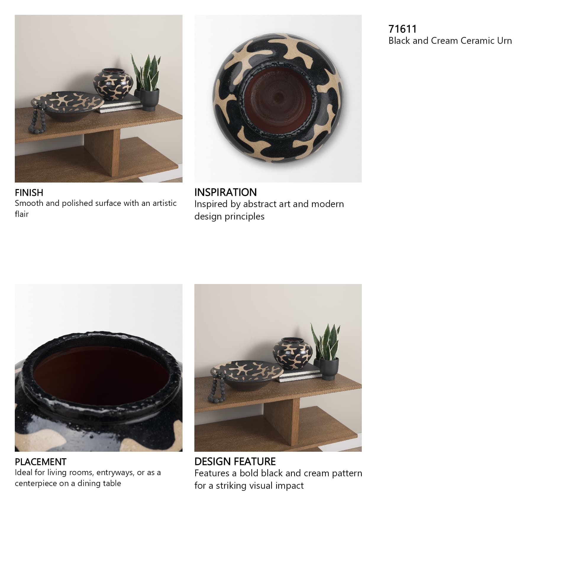 Bosma Black and Cream Ceramic Urn — in a styled room