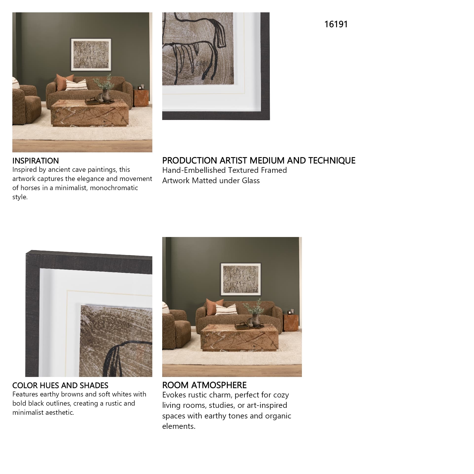 Buckskin by Mercana Studio Hand-Embellished Textured Framed Artwork Matted under Glass — in a styled room