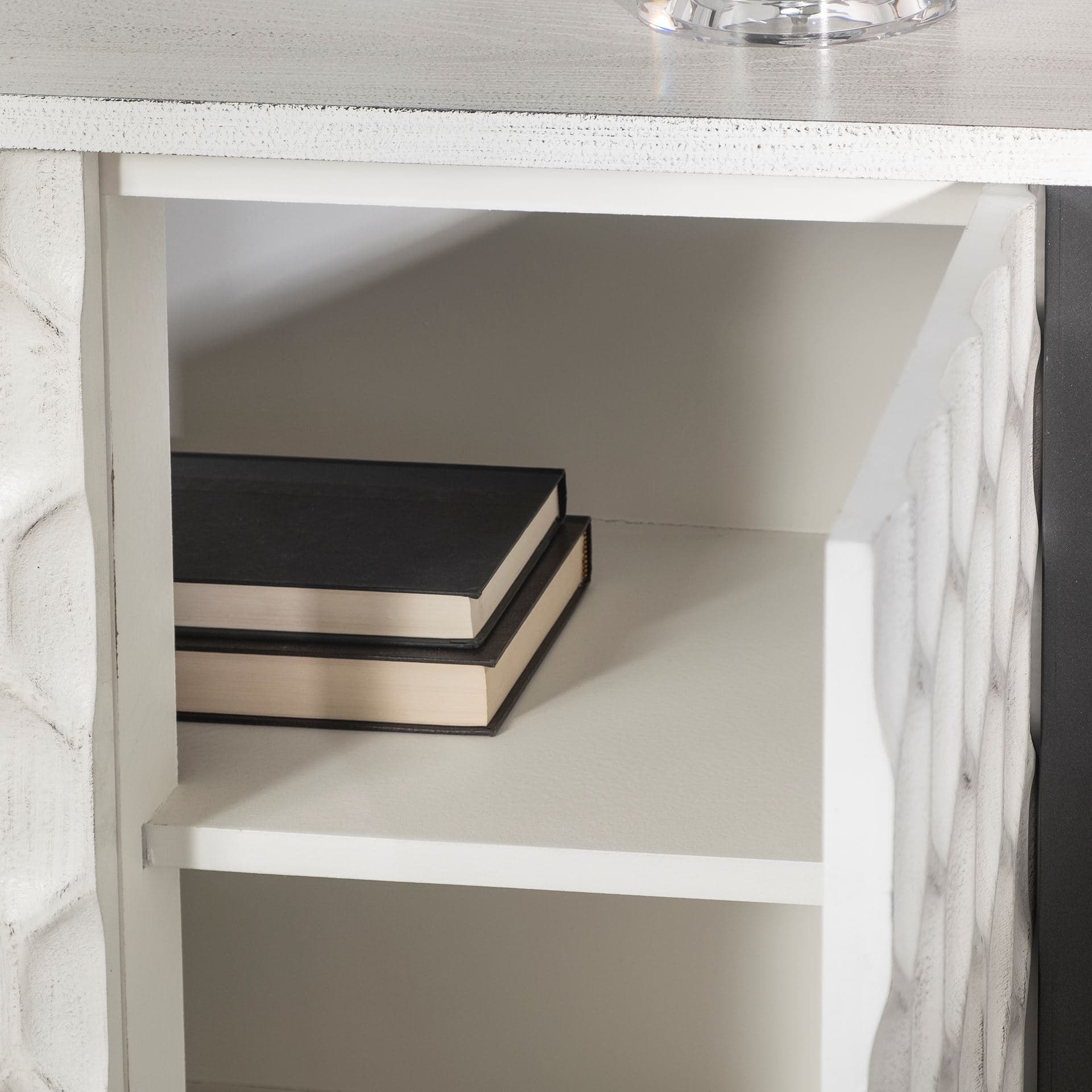 Savannah White Fir Veneer w/ Gray Metal 2-Door Accent Cabinet — product photograph
