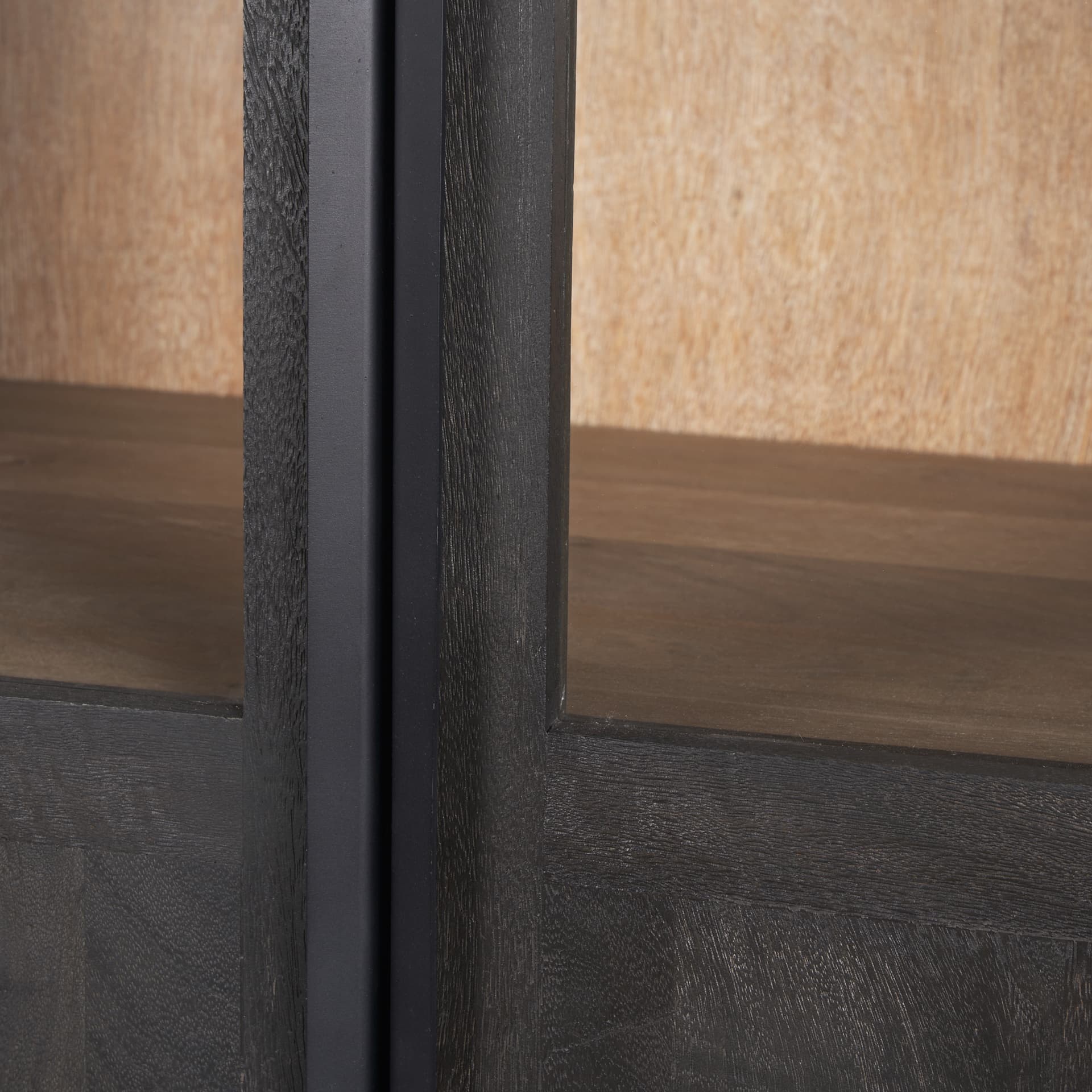 Sloan 42W x 80H Black Wood W/Black Metal Frame Arched Cabinet — product photograph