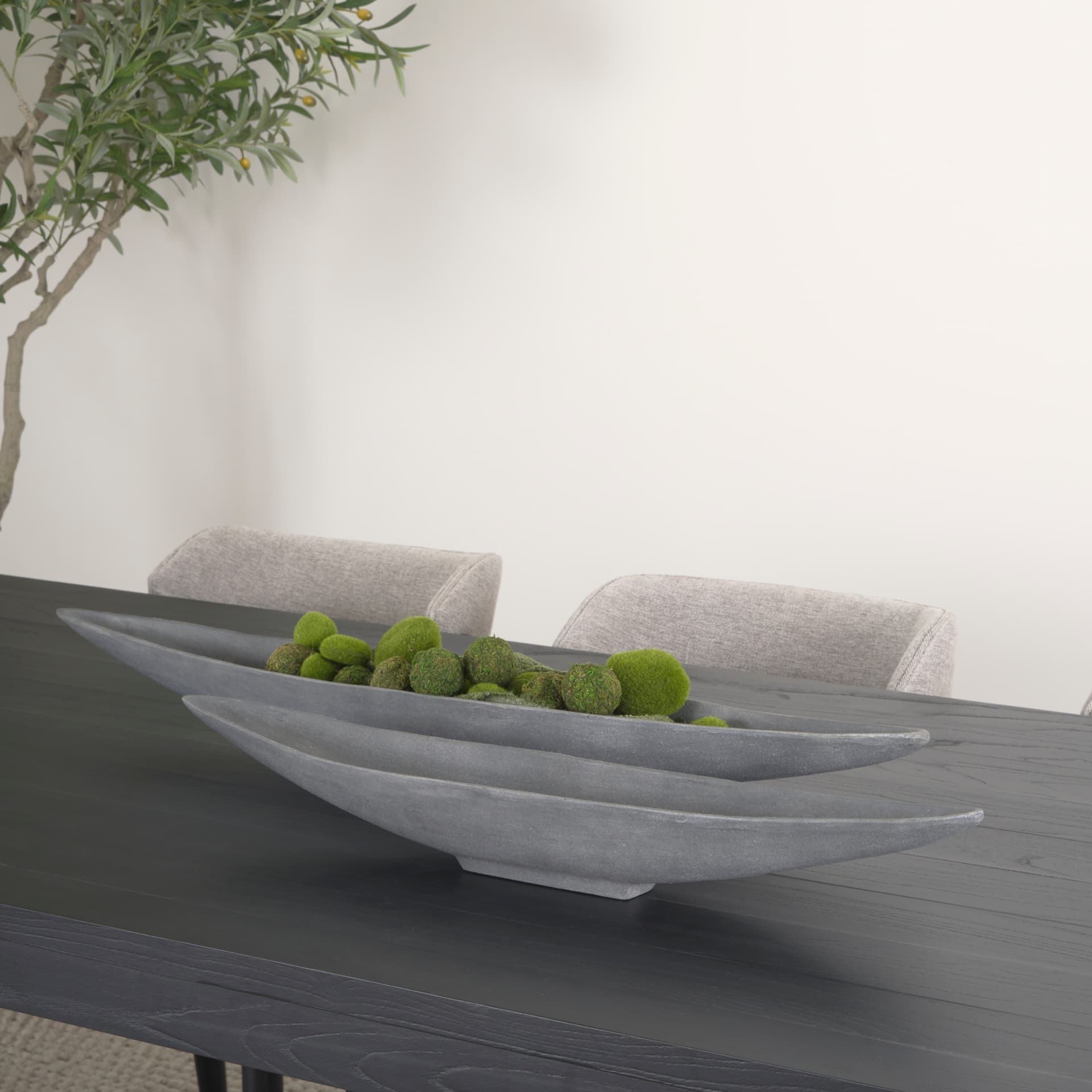 Piero Small Concrete Finished Metal Decorative Bowl — in a styled room