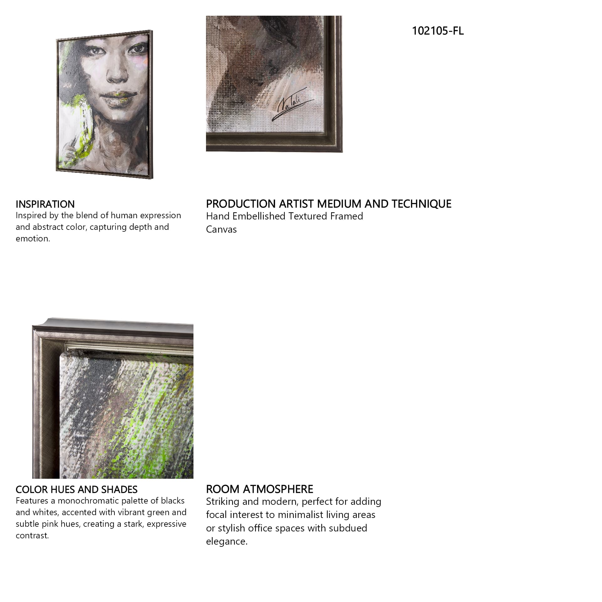 Unity VI Woman (FL) by Mercana Studio a Hand Embellished Textured Framed Canvas — in a styled room