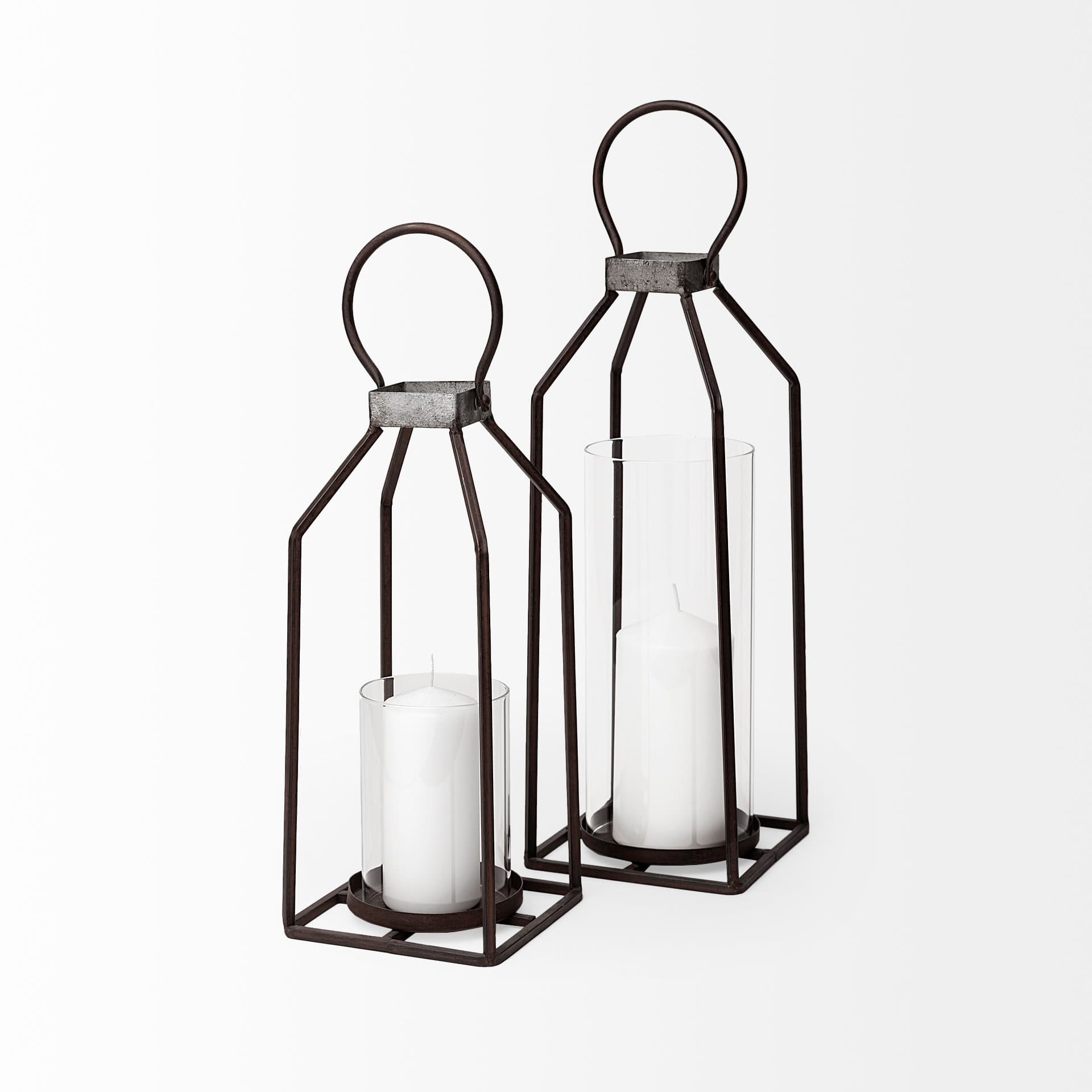 Kingston I Large Rustic Metal Framed Table Candle Holder — product photograph