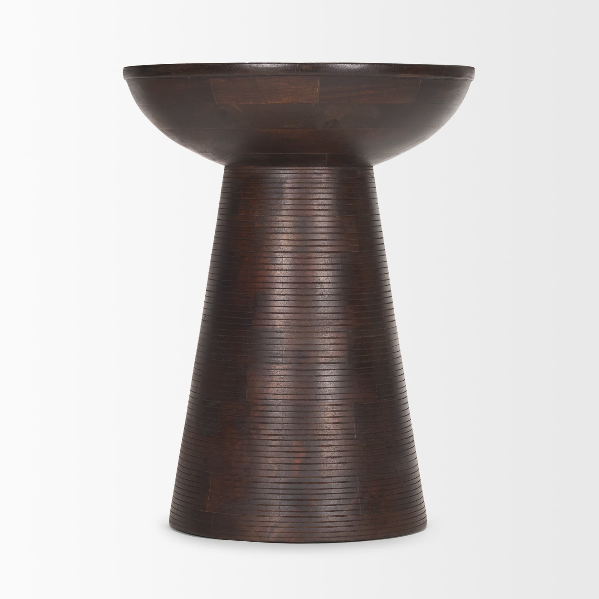 Novell Dark Brown Wood Pedestal Accent Table — product photograph