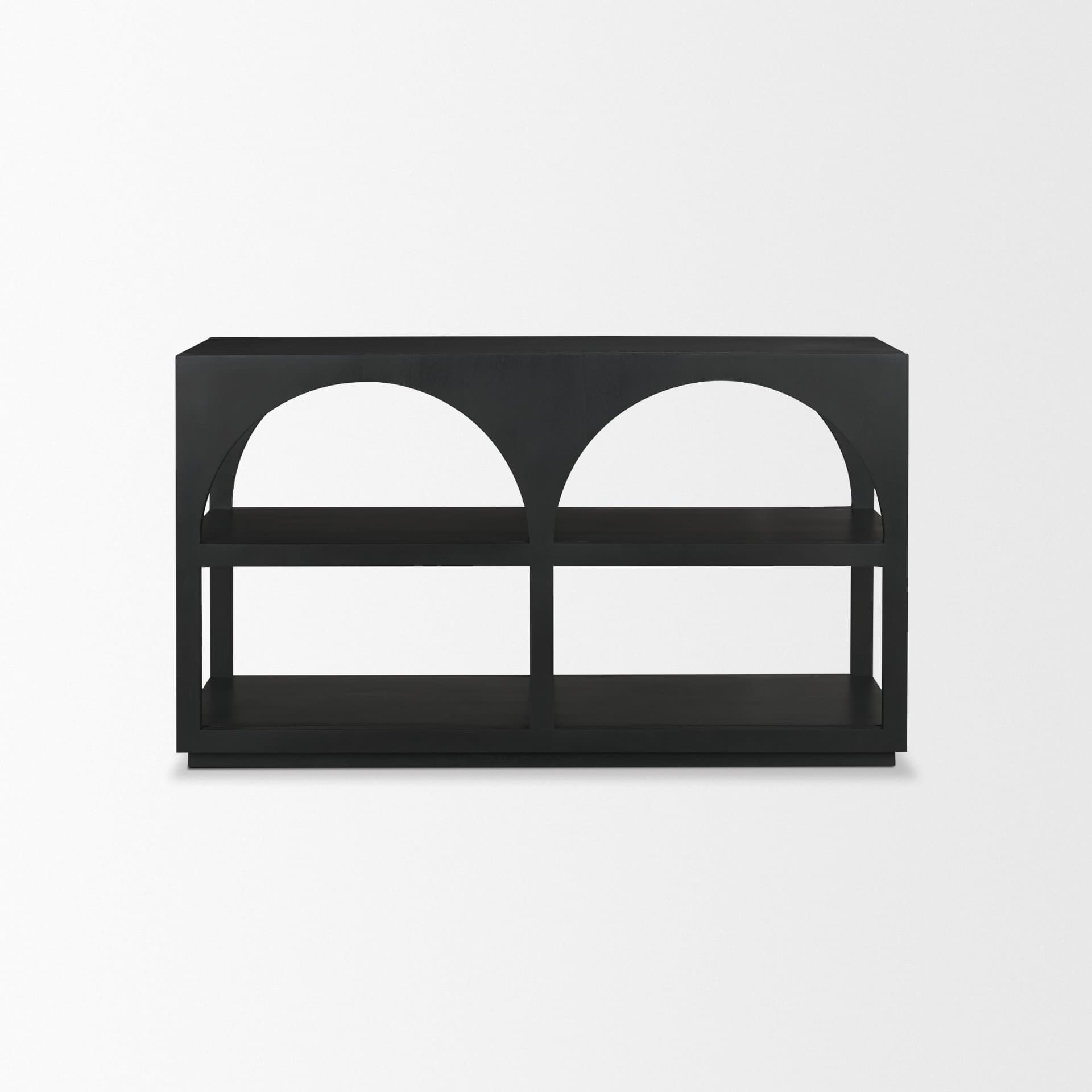 Bela 54" Matte Black Wood Arched Console Table — product photograph