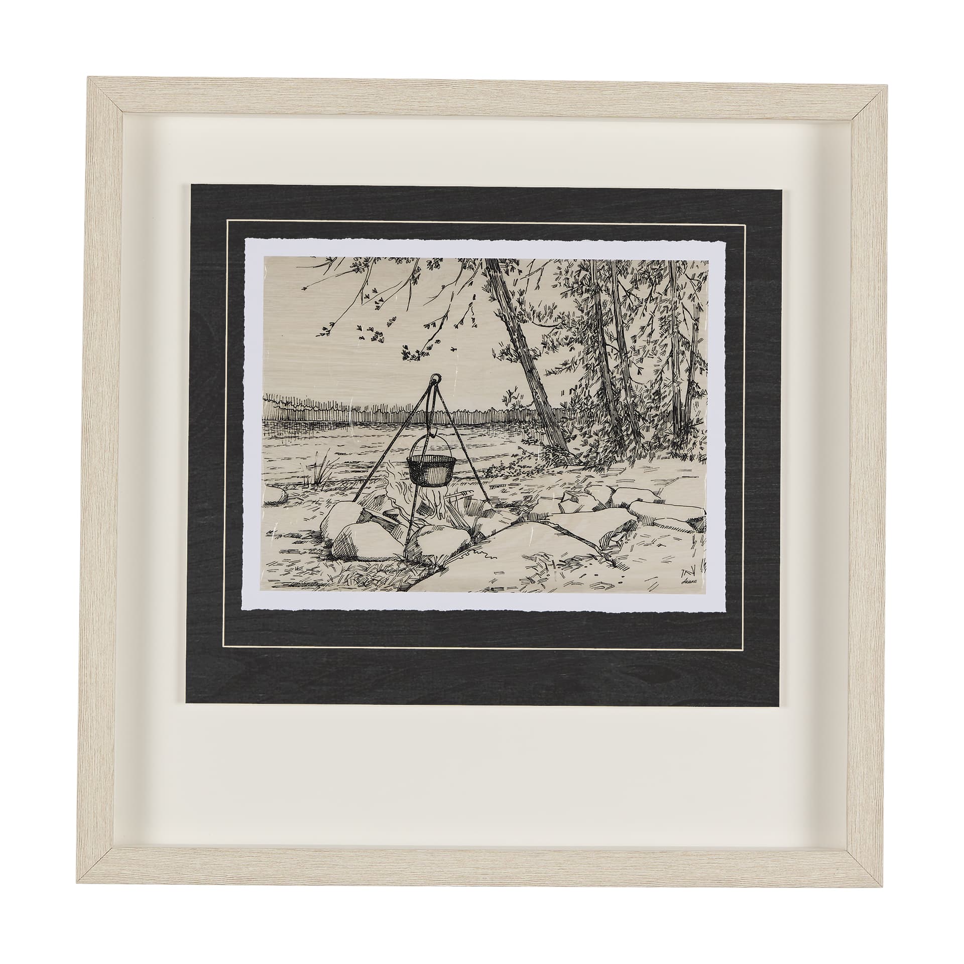 Fireside II by Mercana Studio a Hand Embellished Textured Framed Art Print Matted under Glass — product photograph