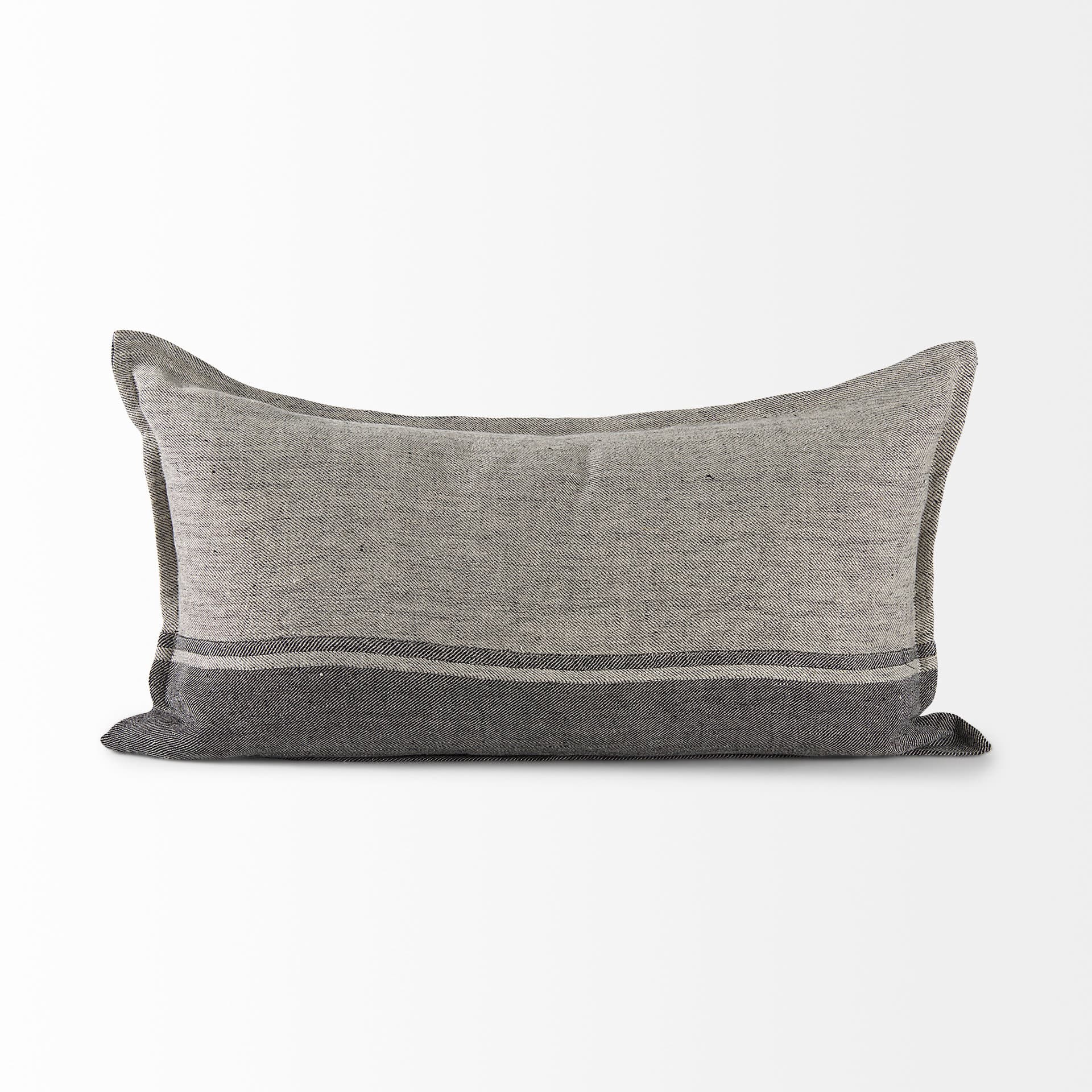 Zadie 14x26 Light Gray and Dark Gray Fabric Color Blocked Pillow Cover — product photograph
