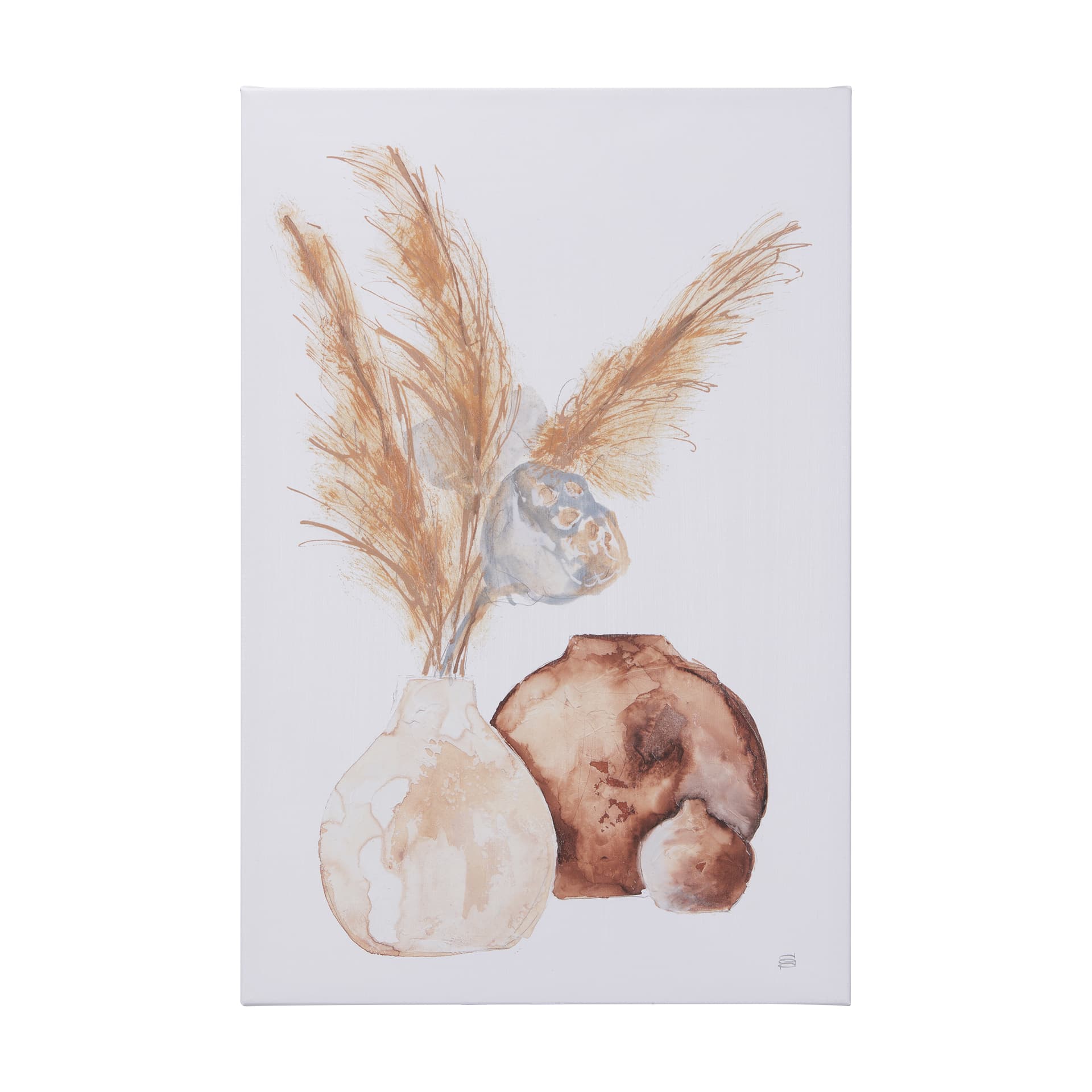 Vase Gray Lotus Pods by Mercana Studio a Hand Embellished Textured Canvas — product photograph
