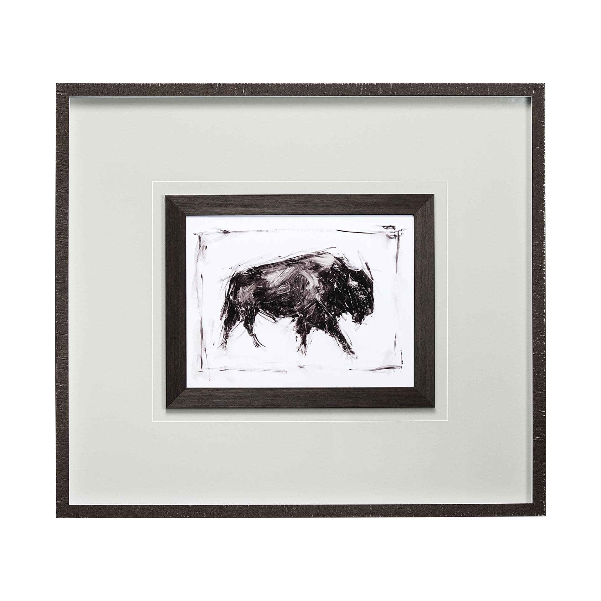 Dynamic Bison I by Ethan Harper a Hand Embellished Textured Framed Art Print Matted under Glass — product photograph