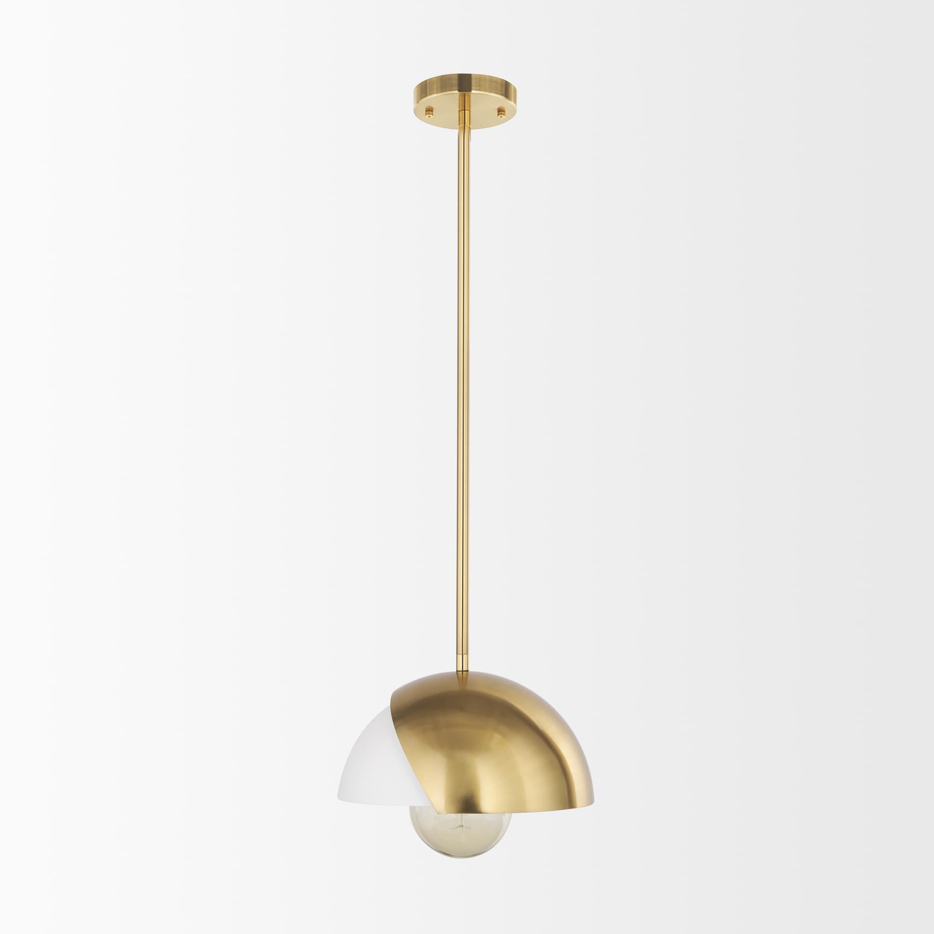 Cybill Brushed Brass w/ White Metal Shade 1-Light Wall Pendant — product photograph