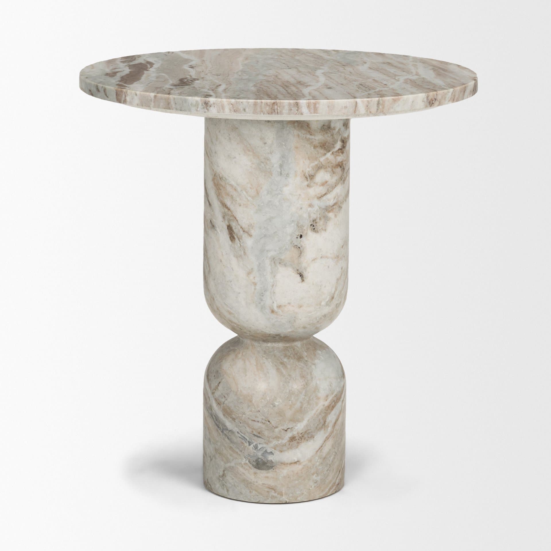 Nylah Solid Pink Marble Round Accent Table — product photograph