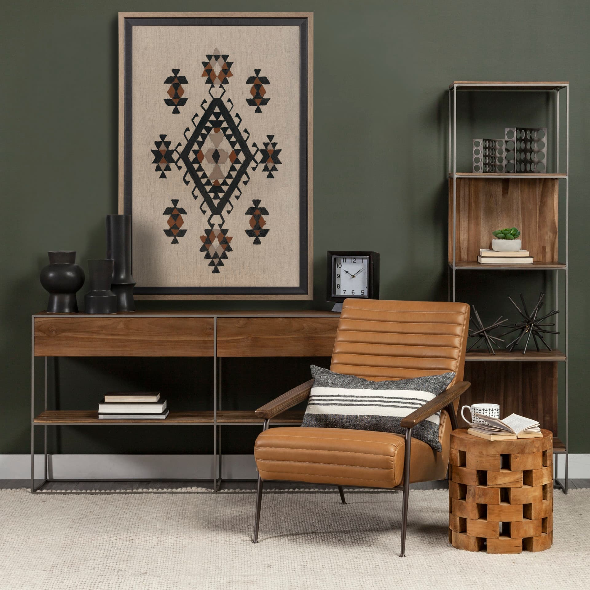 Creamy Tapestry II by Mercana Studio a Hand Embellished Textured Framed Art Print — in a styled room