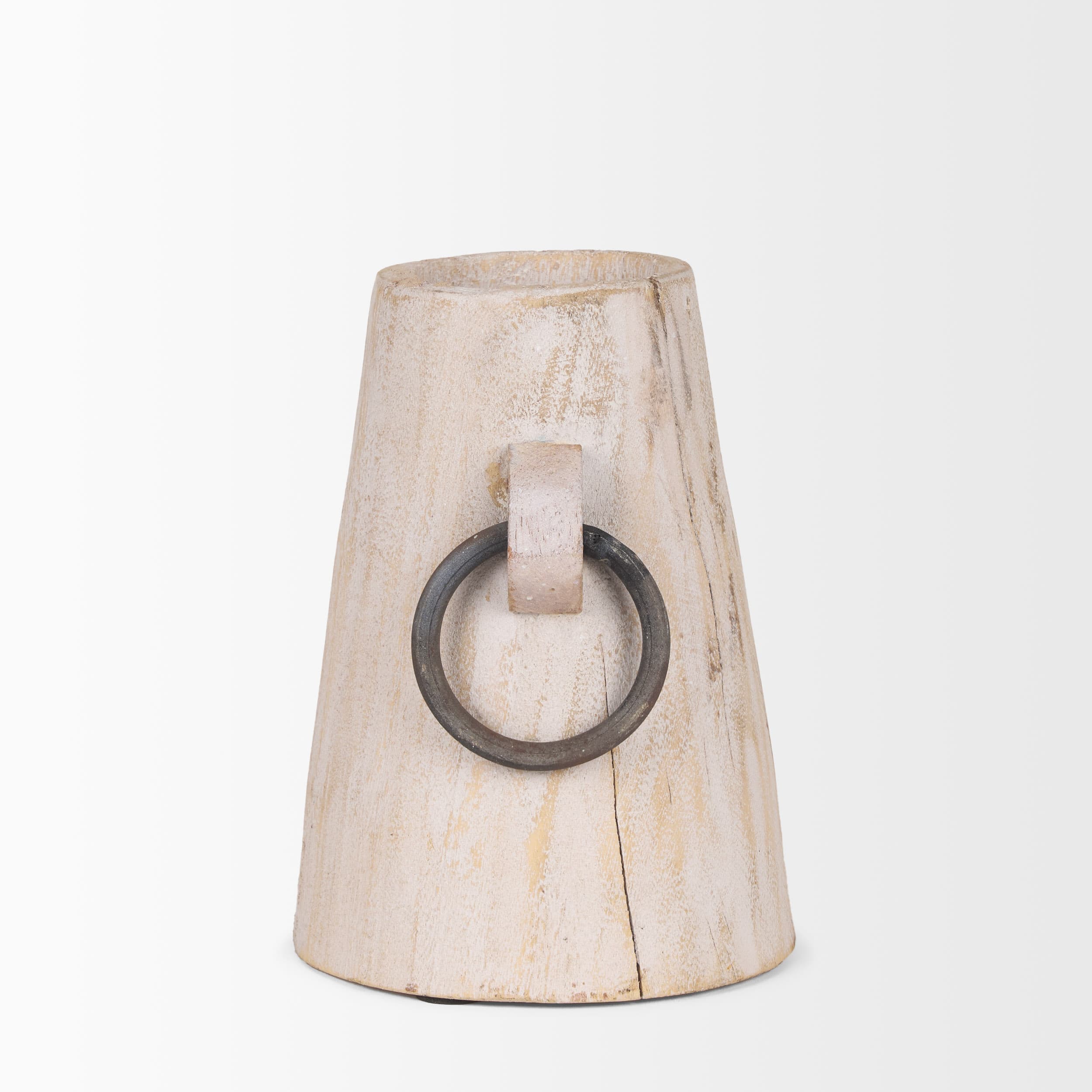 Monique Small Light Brown w/ Handles Wood Pot — product photograph
