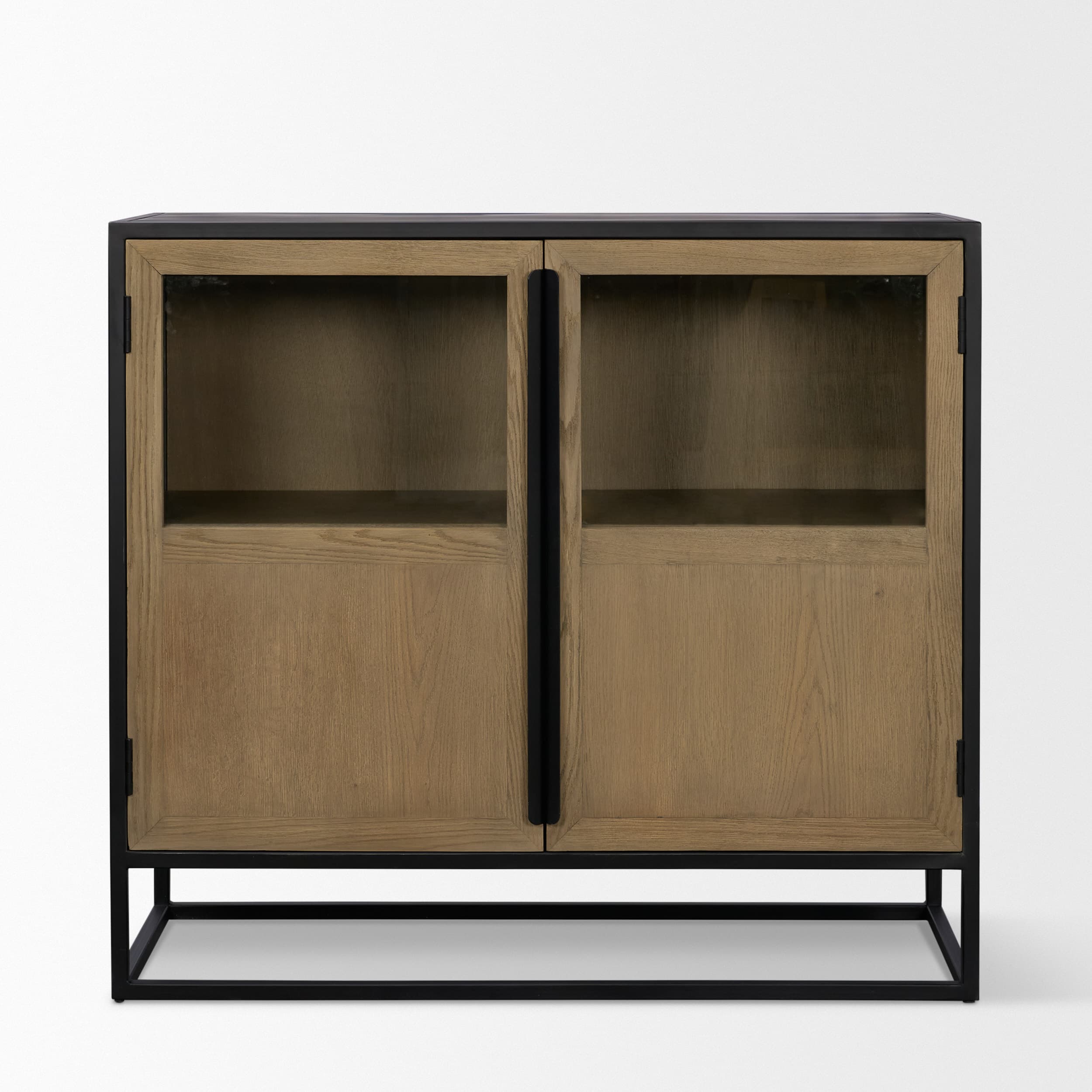 Sloan 40.0W Light Brown W/Black Metal Frame Accent Cabinet — product photograph