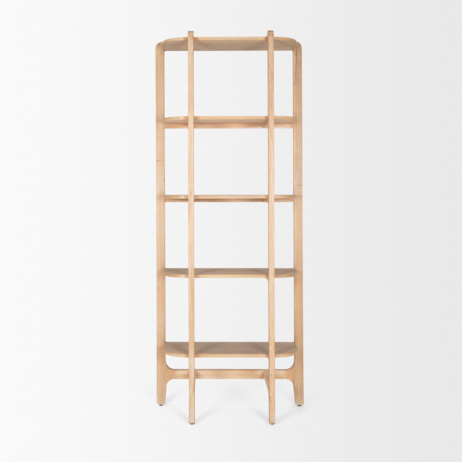 Taylin Light Brown Solid Wood Open Bookshelf — product photograph