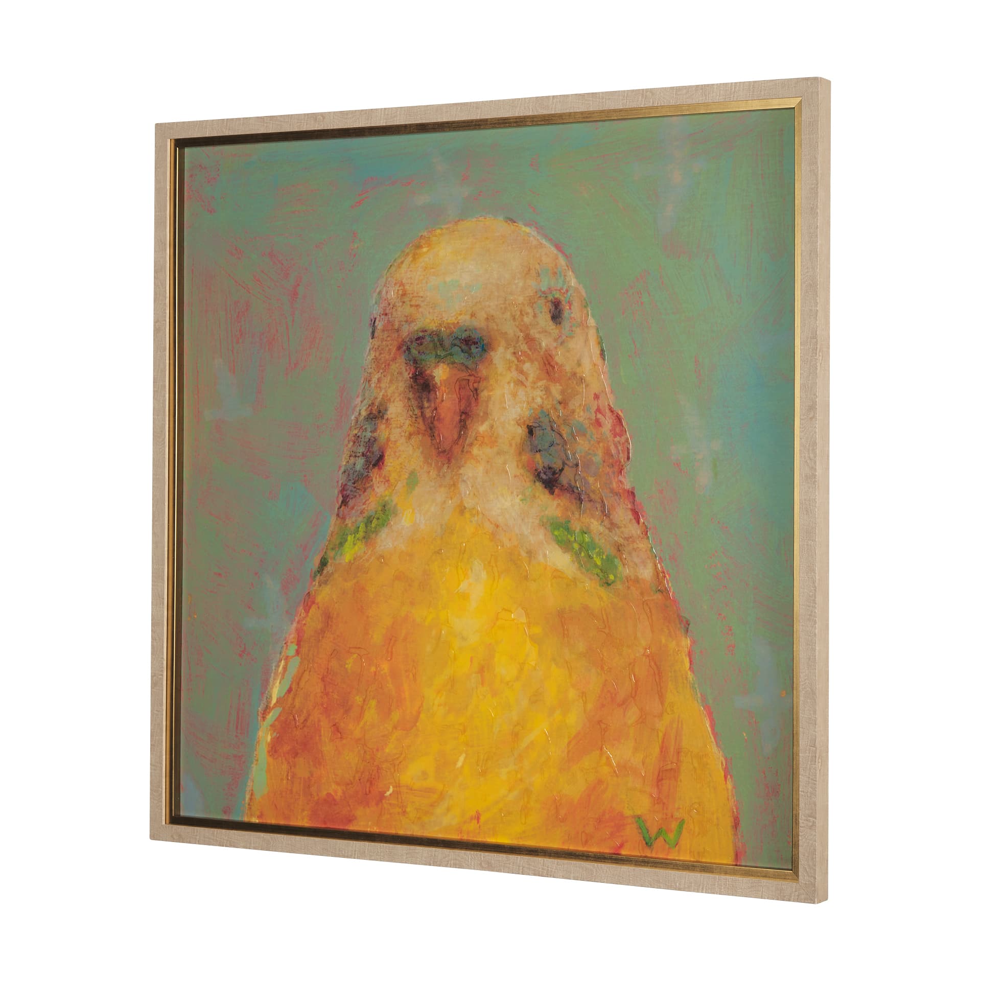 Pop Birds - Flit by Mercana Studio a Hand Embellished Textured Framed Art Print Matted under Glass — product photograph
