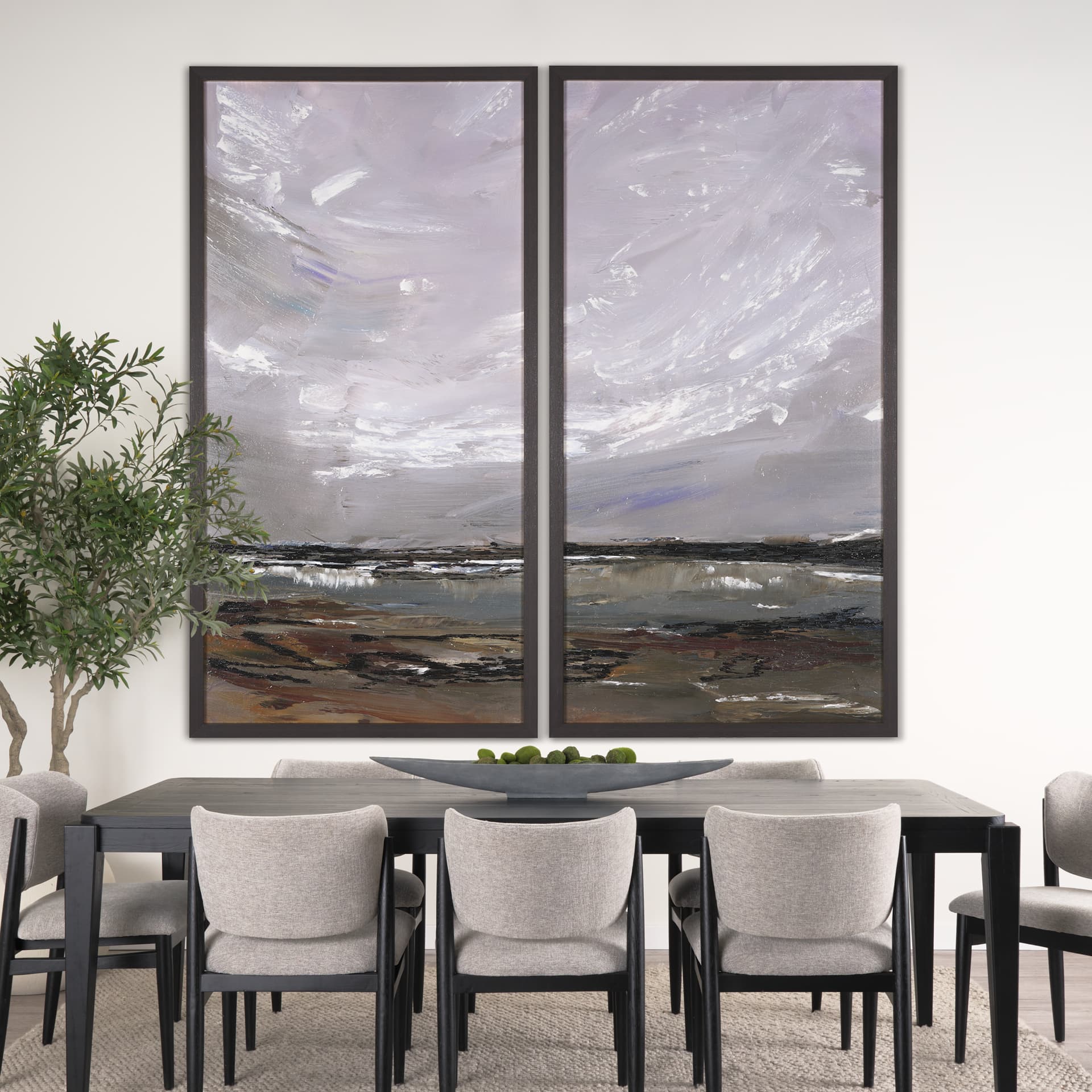 Grey Day II by Mercana Studio a Hand Embellished Textured Framed Canvas — in a styled room