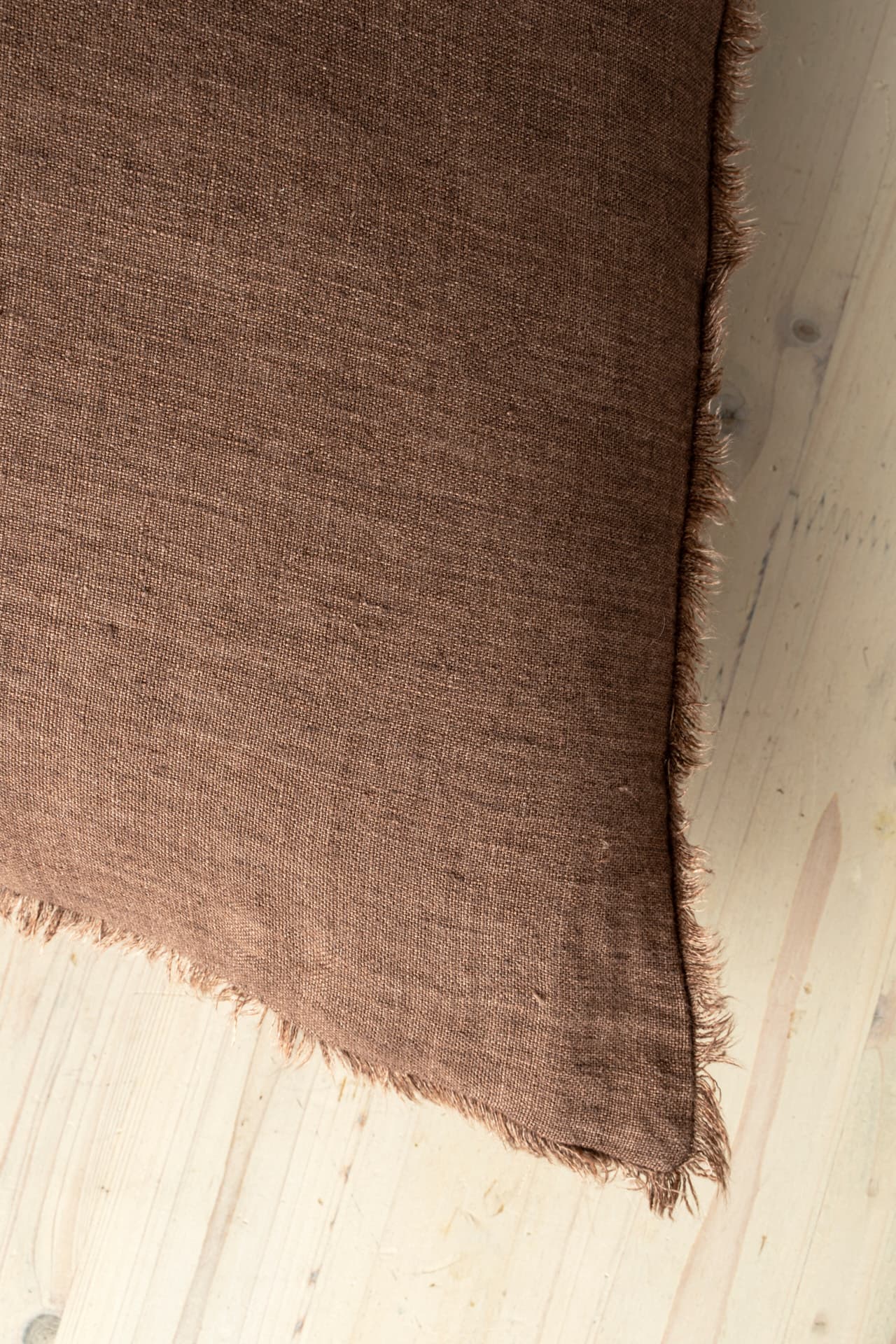 Lina 24x24 Mocha Linen Decorative Pillow Cover w/Filler — product photograph