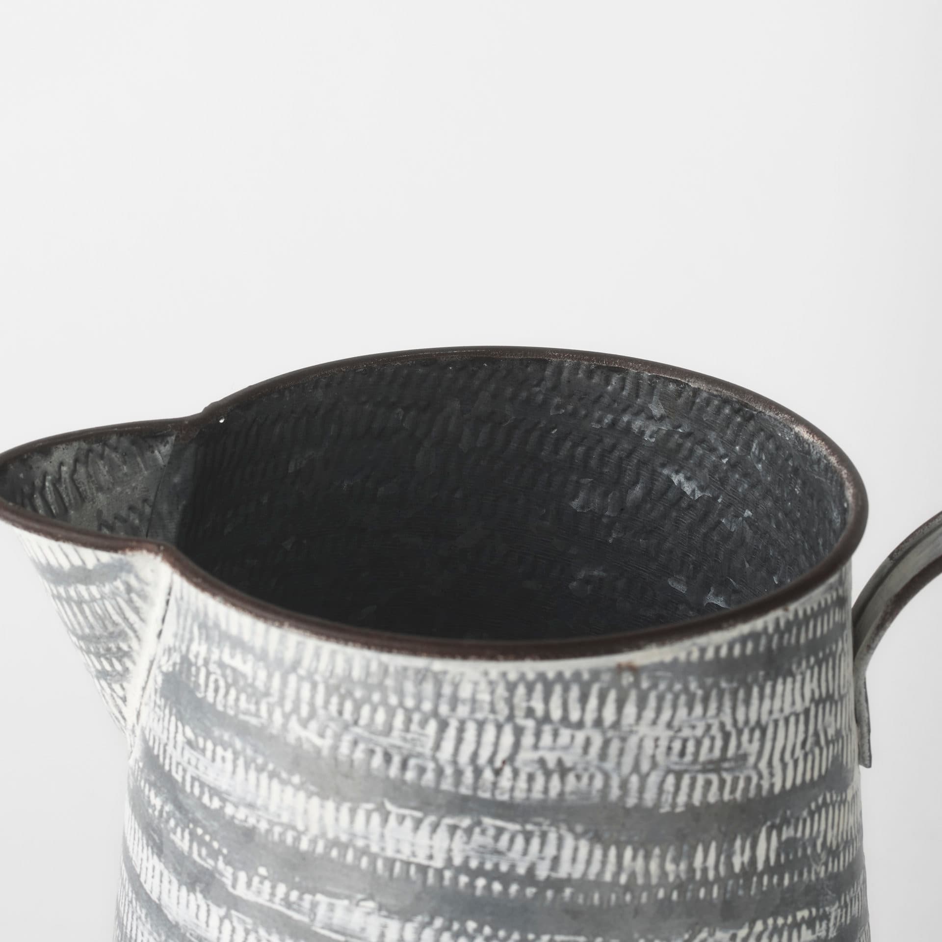 Serena II 11.2H Large Gray/White Textured Metal Jug — product photograph