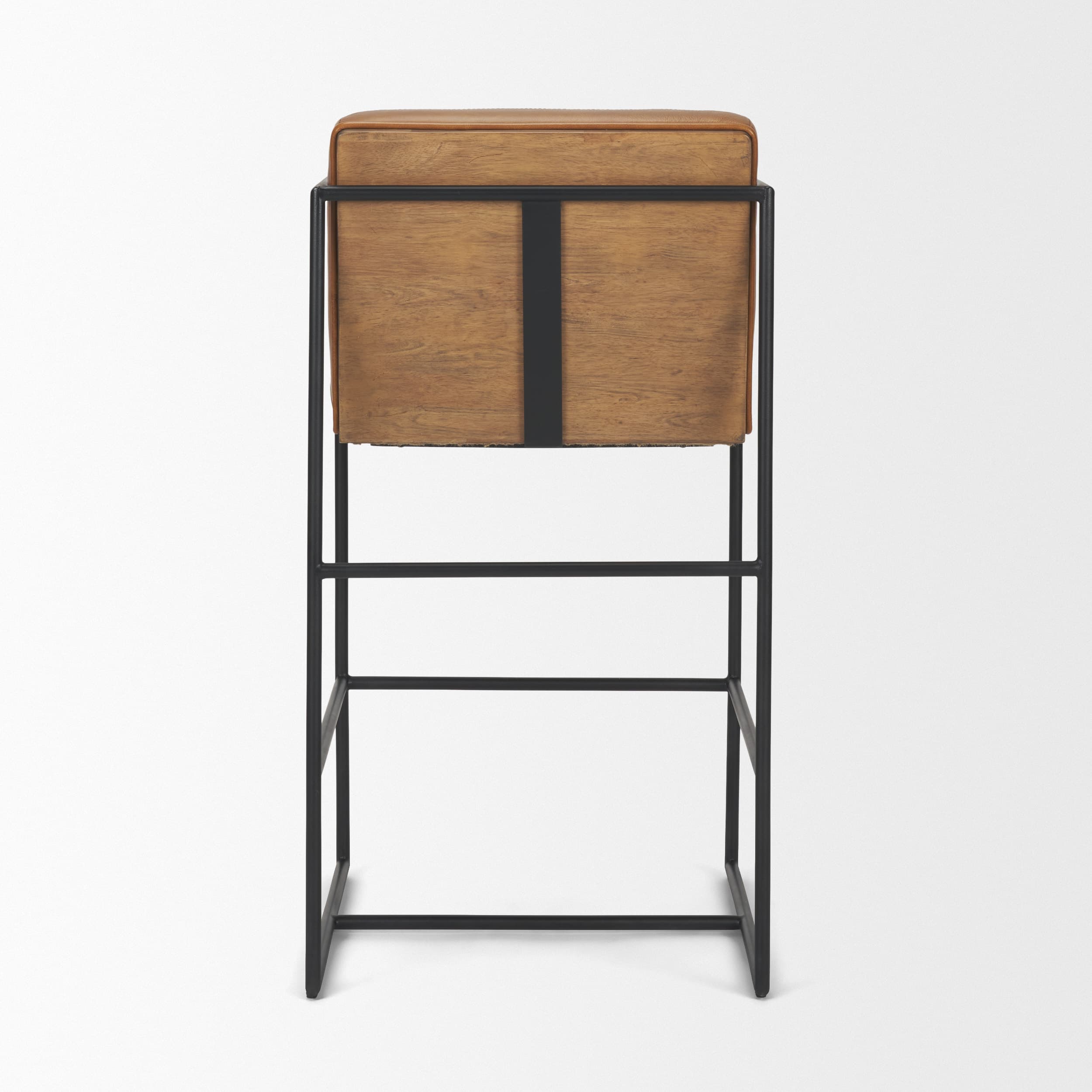 Stamford Backless 36in Seat Counter Stool | Brown Leather w/ Metal — product photograph