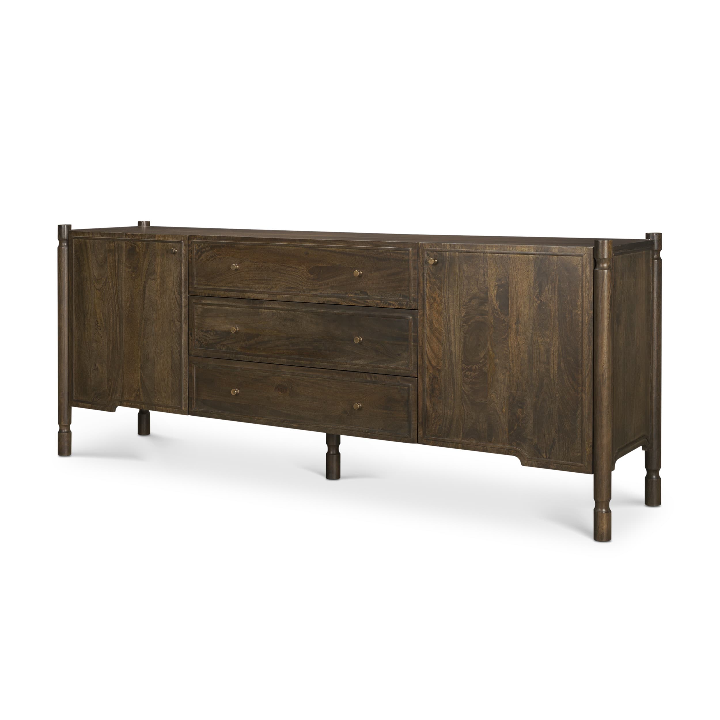 Phil Dark Brown Wood 2 Door 3 Drawer Closed Sideboard — product photograph