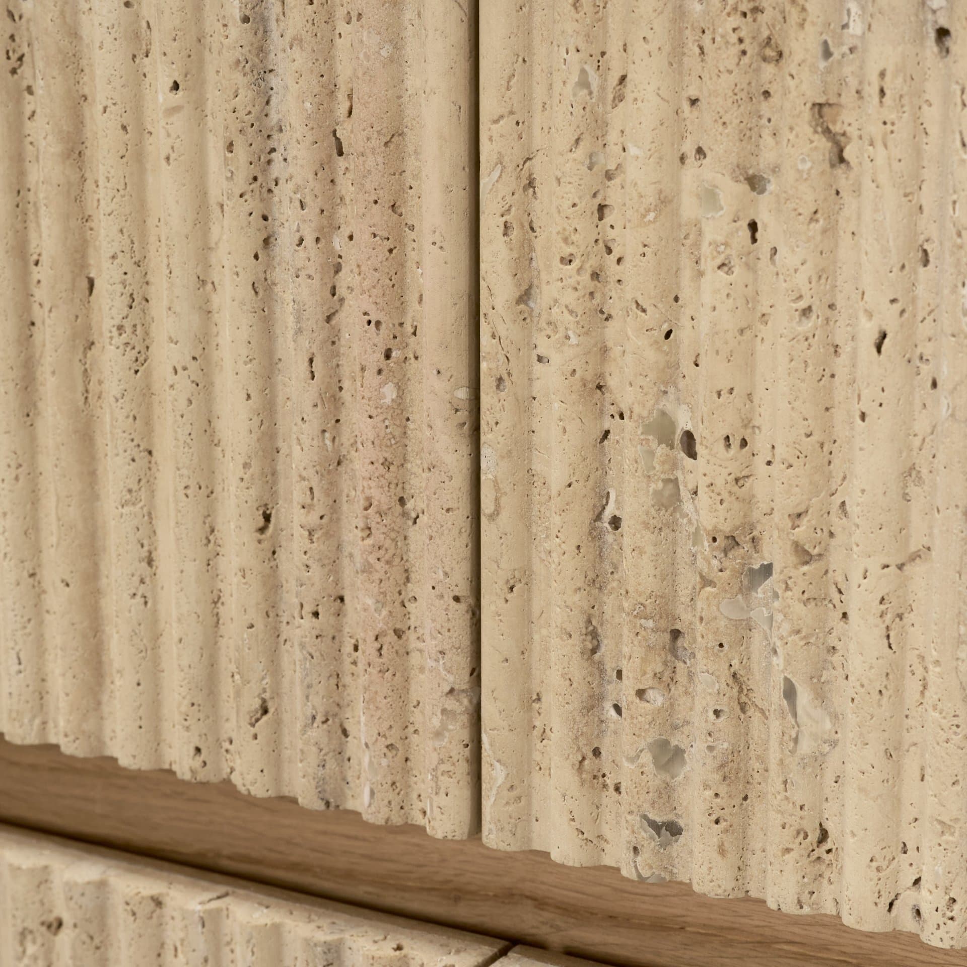 Travona Oak Wood w/ Travertine 6 Drawer Dresser — product photograph