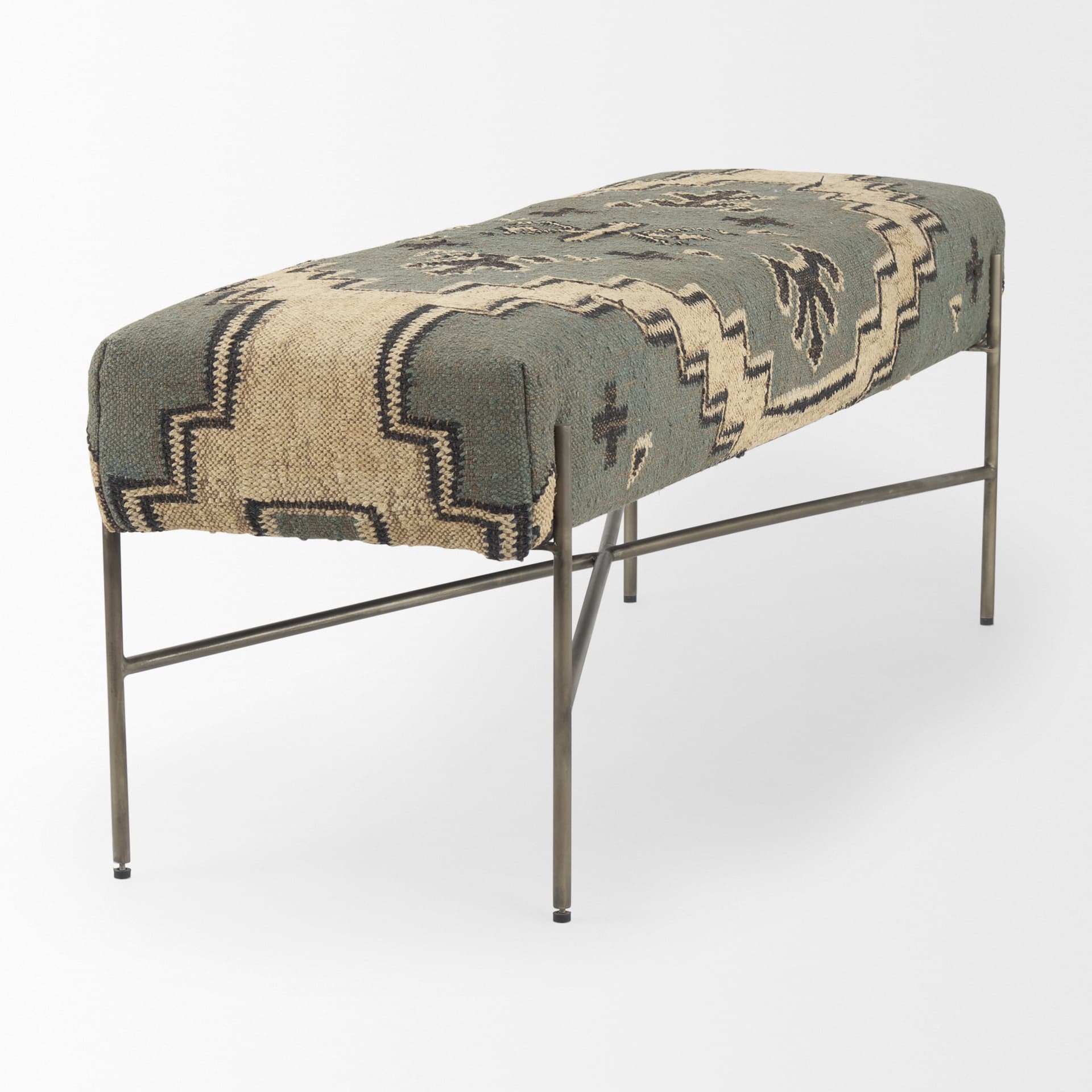 Avery I 55L x 17W Multi Colored Upholstered Patterned Seat Accent Bench — product photograph