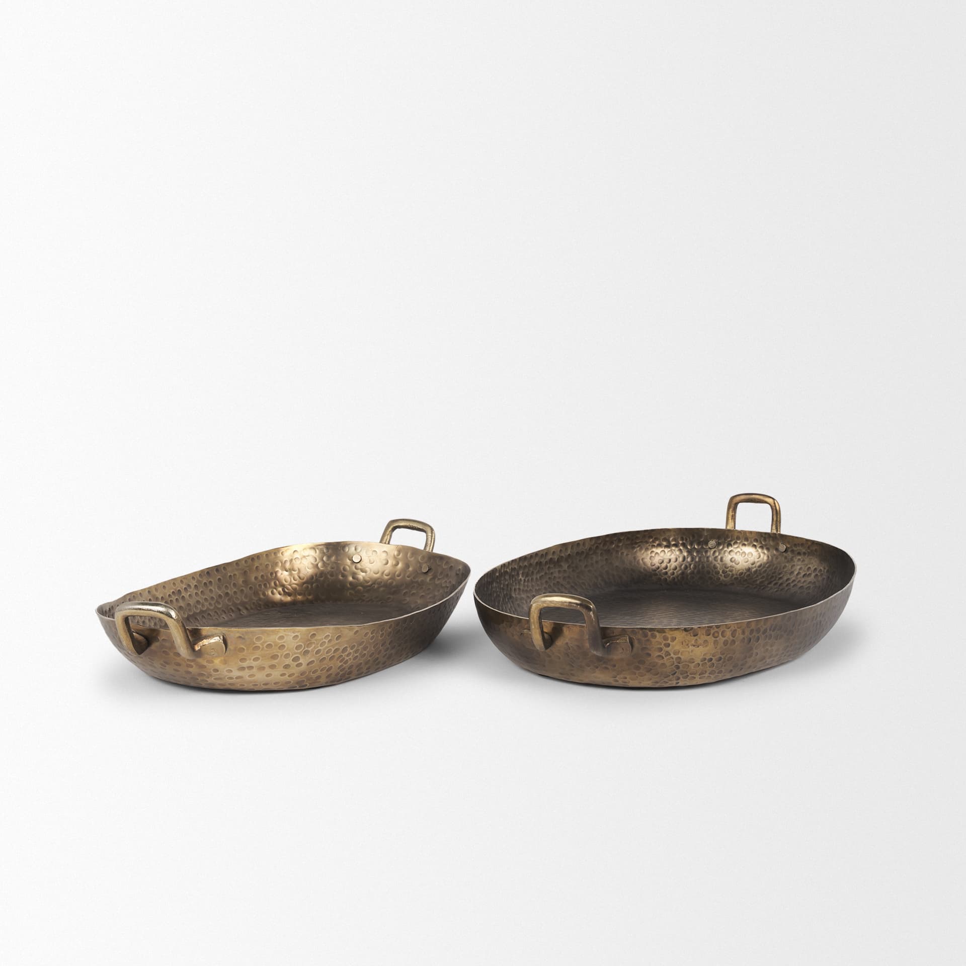 Pama Hammered Gold Metal Decorative Trays (Set of 2) — product photograph