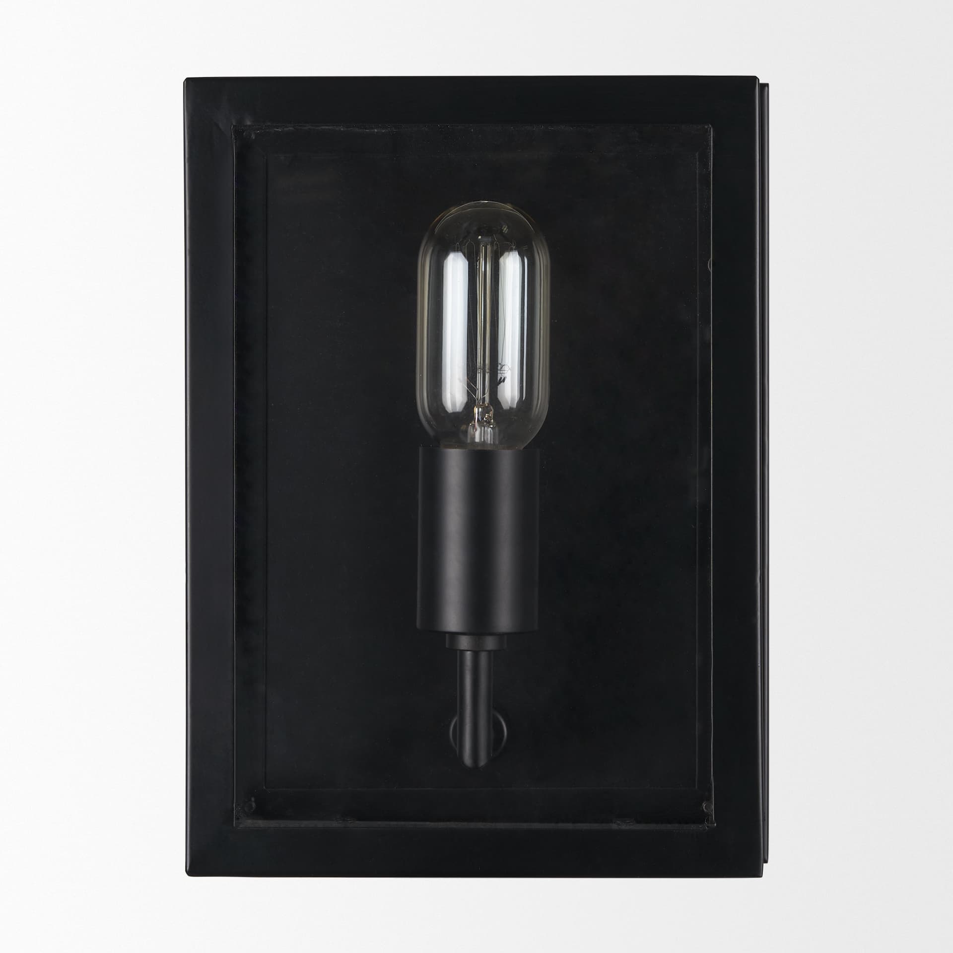 Cairn Matte Black Metal w/ Glass 1-Light Wall Sconce — product photograph