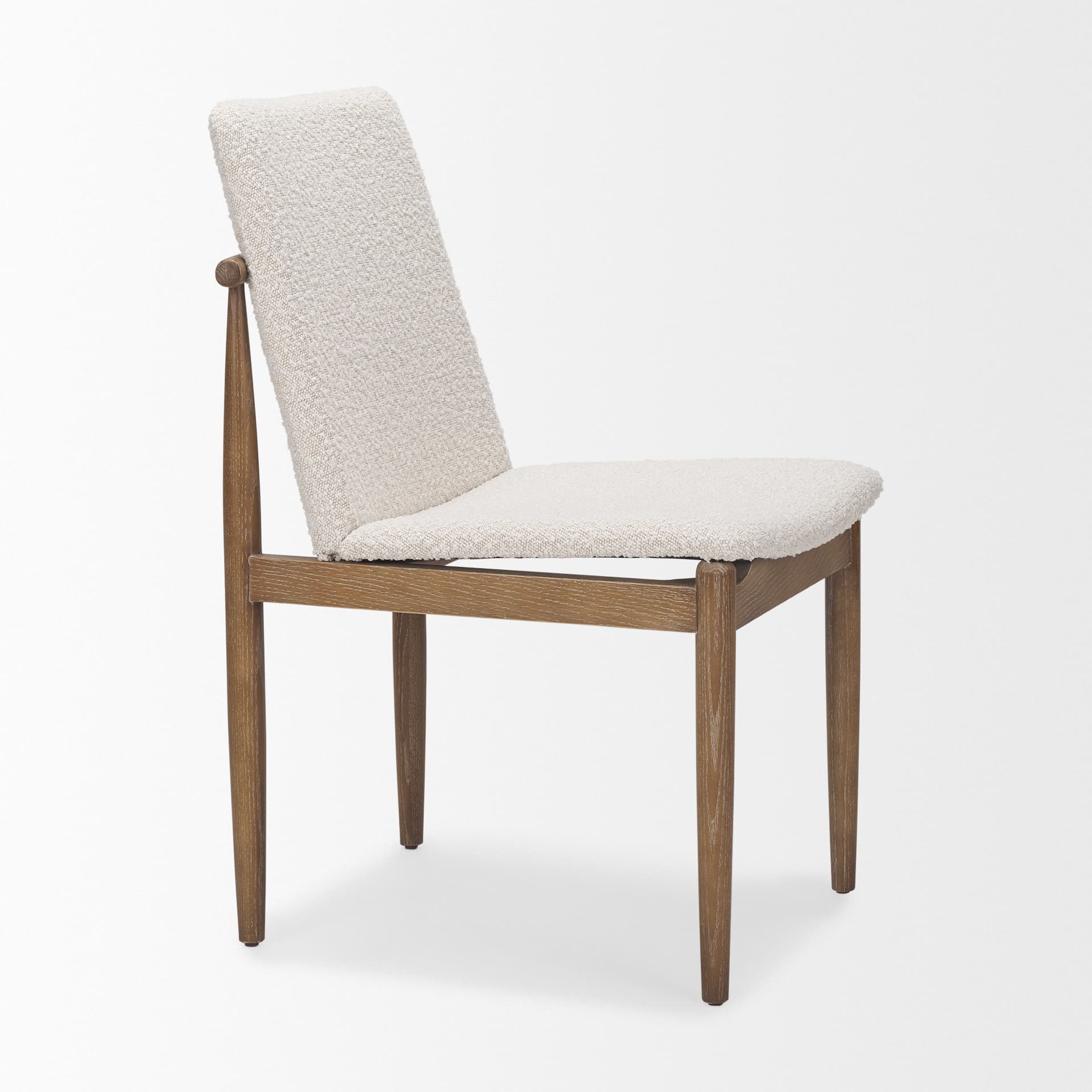 Cavett Curved Back Dining Side Chair | Cream Boucle w/ Wood — product photograph