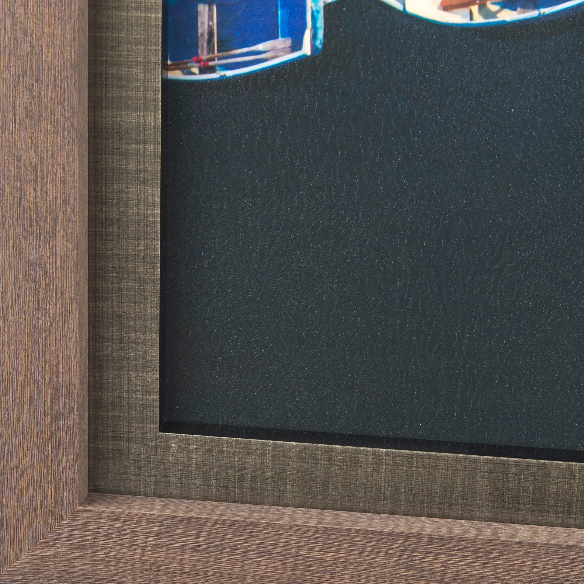 Sitting Boats by Mercana Studio a Hand Embellished Textured Framed Photo Art Print Matted under Glas — product photograph