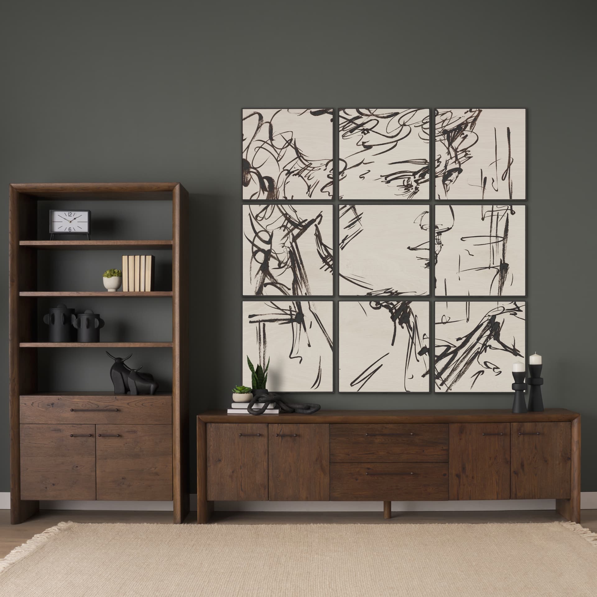 Sculptured Chaos VIII by Mercana Studio Hand Embellished Textured Framed Artwork — in a styled room