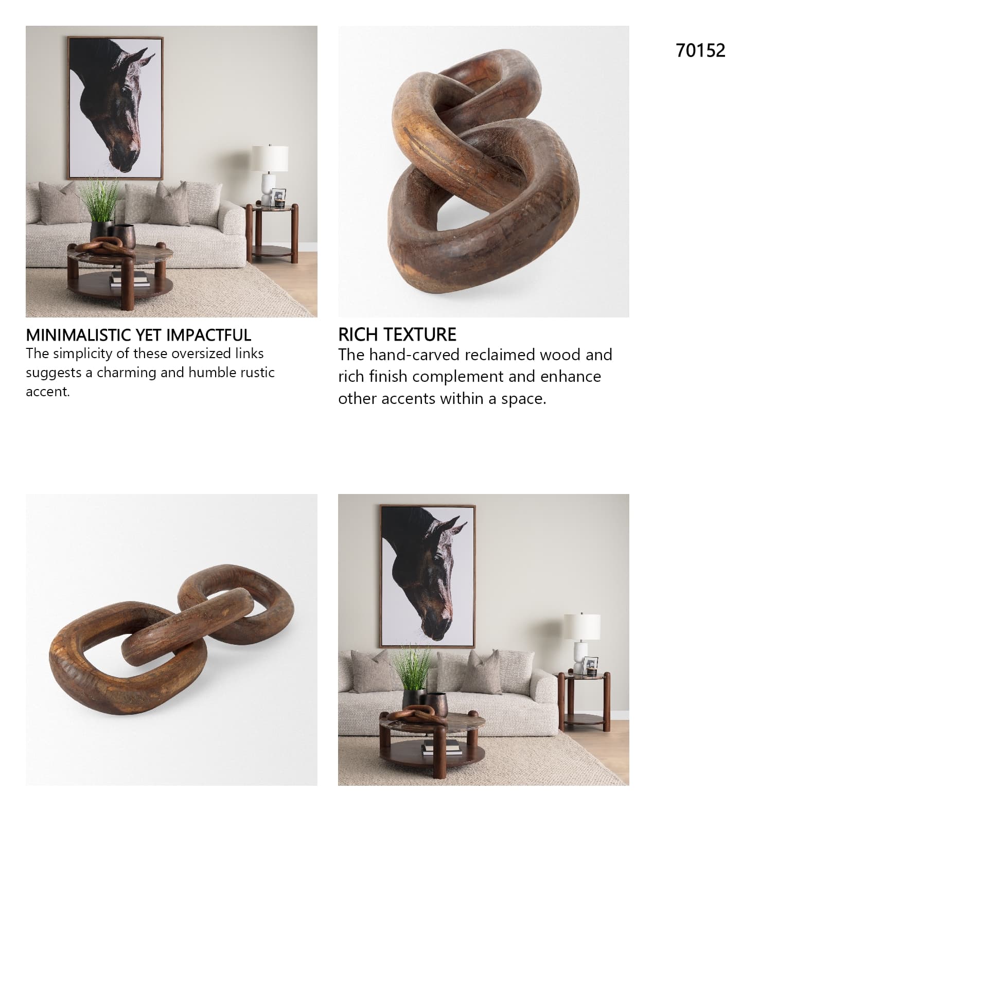 Tayla Large Medium Brown Wood Chain Link — in a styled room