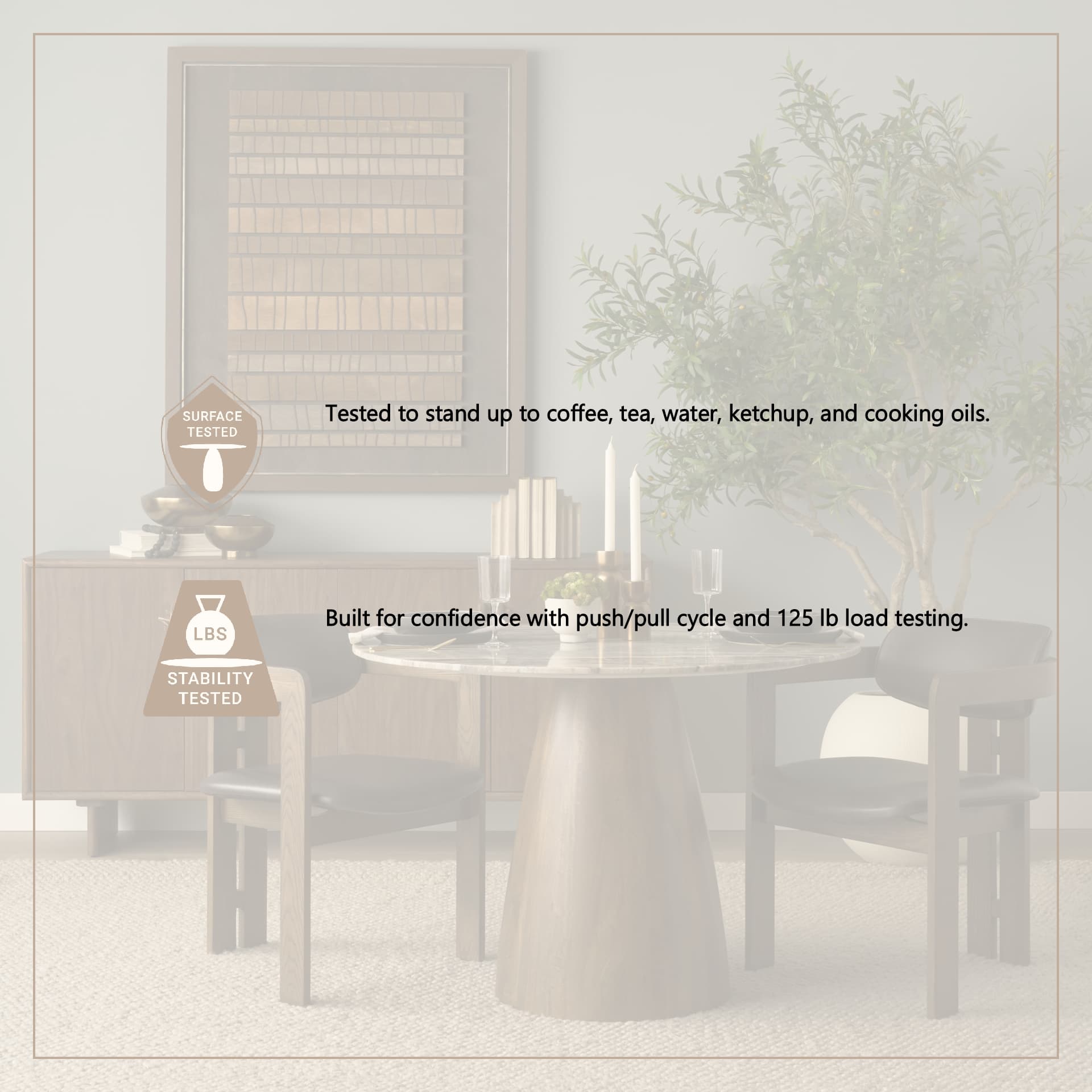 Allyson 42" Round Pedestal Dining Table | Savar Pink Marble & Brown Wood | Seats 4 — product photograph