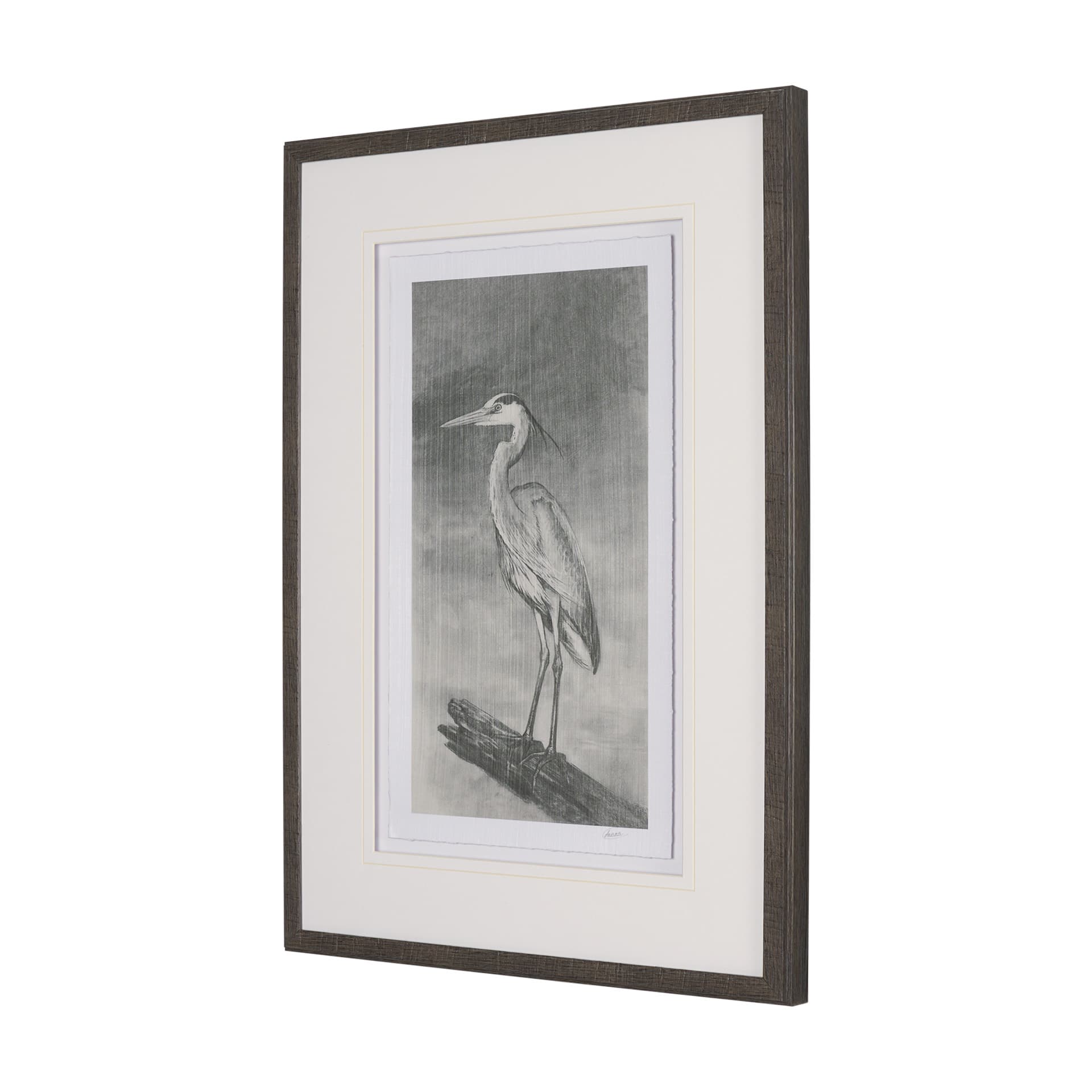 Heron Sketch by Mercana Studio a Hand Embellished Framed Art Print Matted under Glass — product photograph