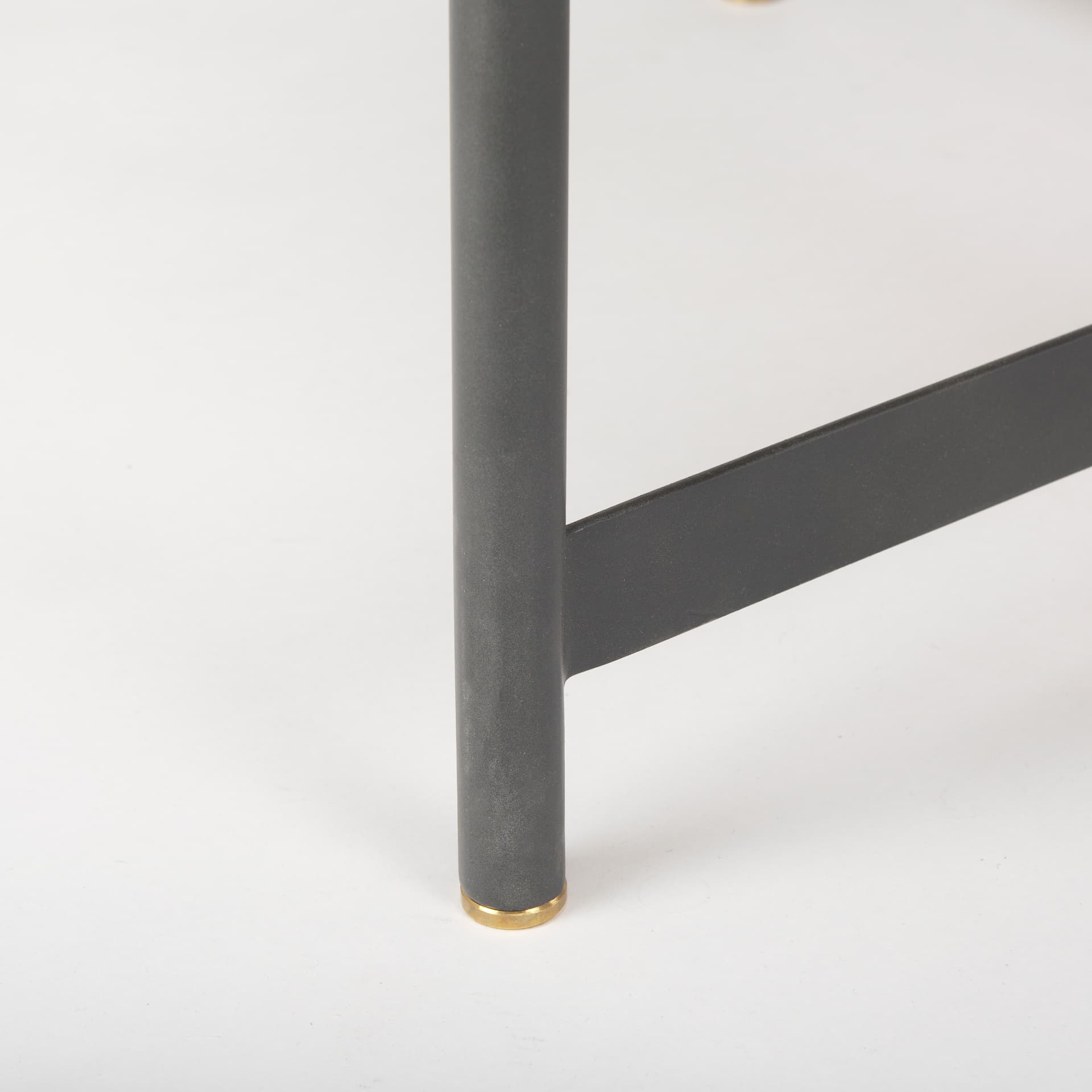 Marquisa 34.25" Round Small Brown Wood w/ Black Metal Coffee Table — product photograph
